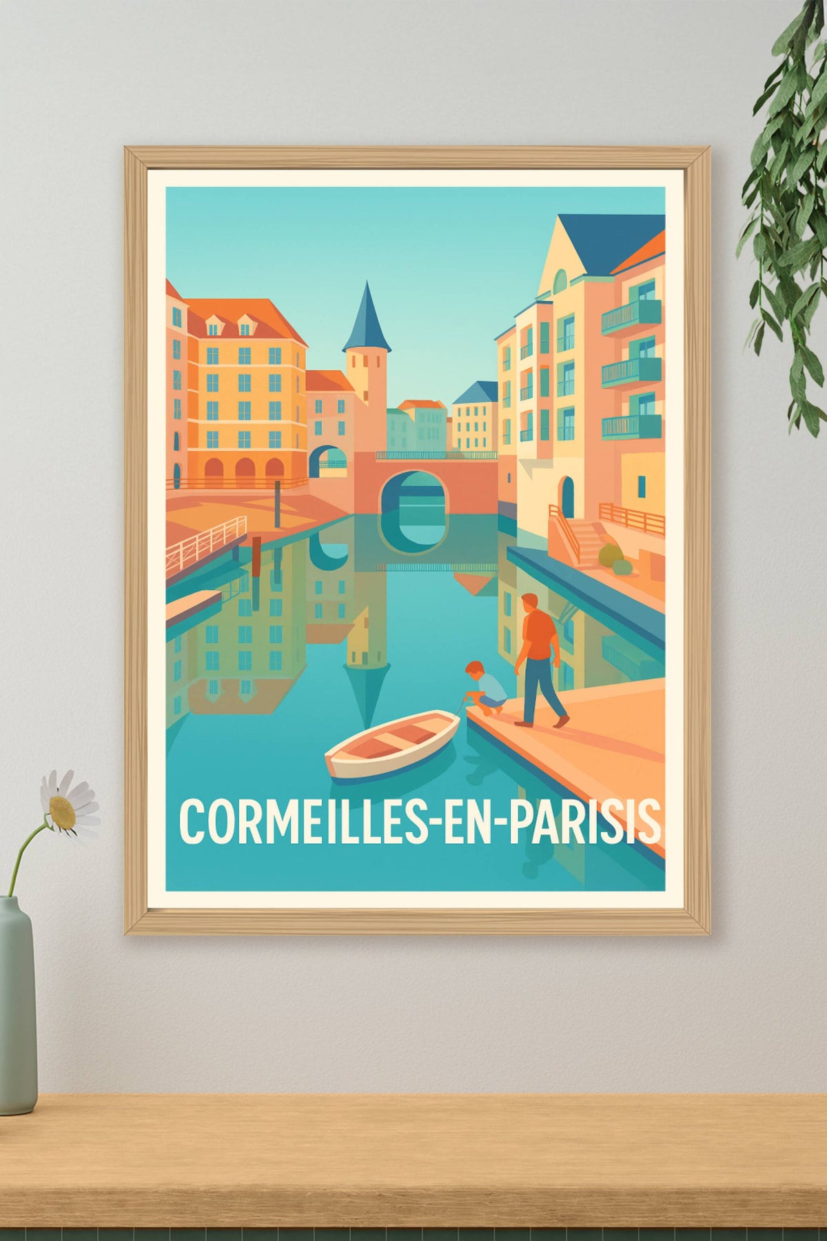 Affiche Cormeilles-en-Parisis — Charme paisible au bord de l'eau · poster d'art de Cormeilles-en-Parisis