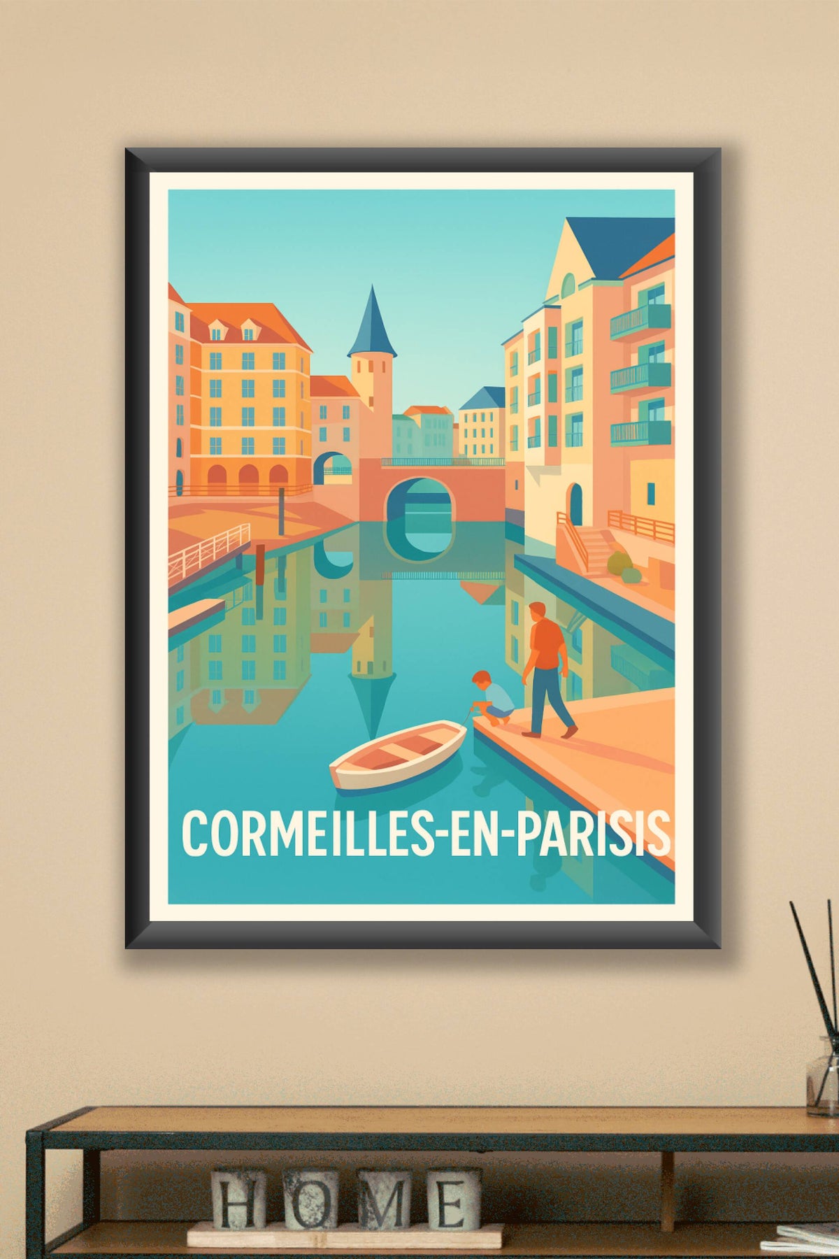 Affiche Cormeilles-en-Parisis — Charme paisible au bord de l'eau · poster d'art de Cormeilles-en-Parisis