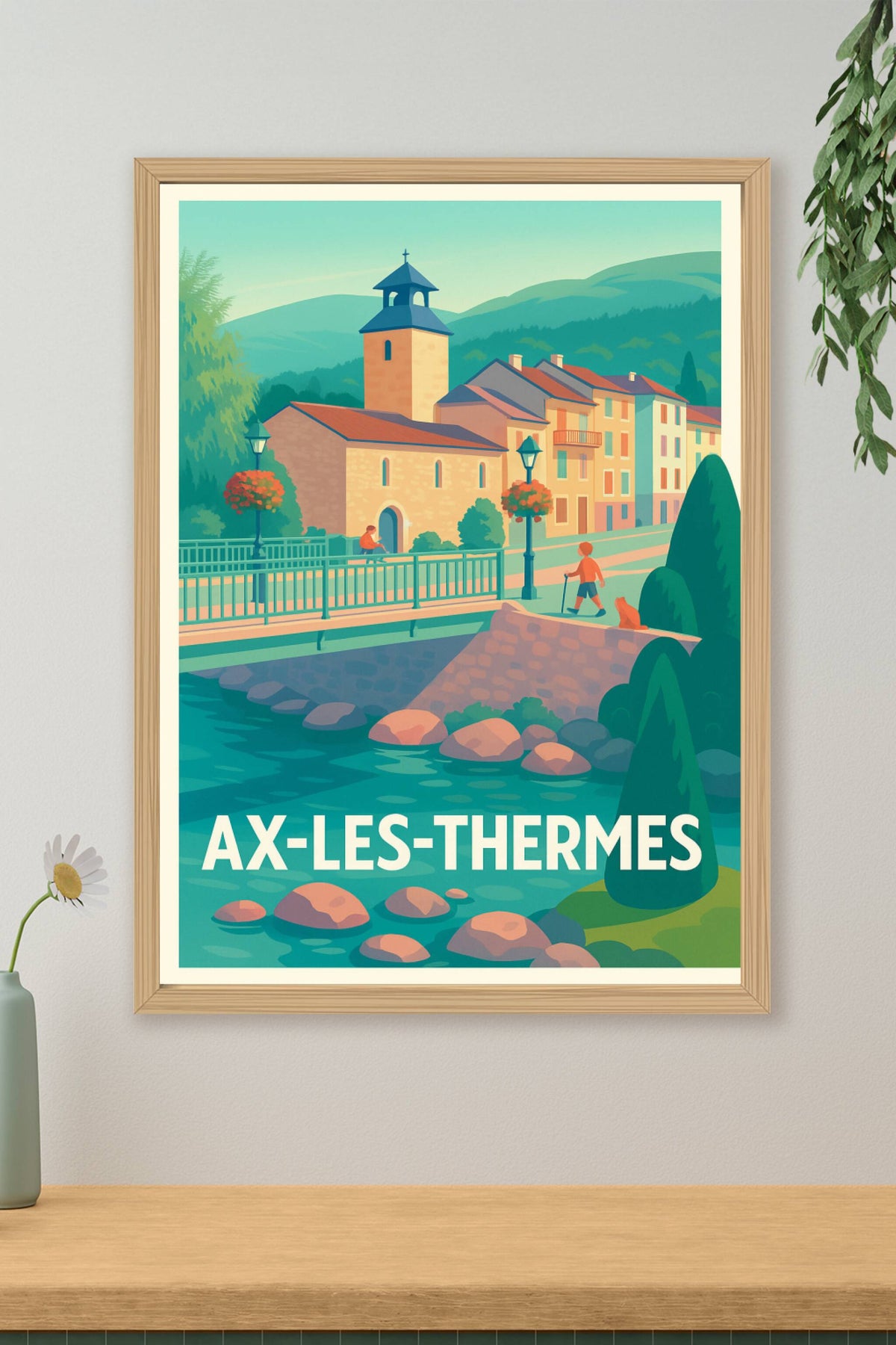 Affiche Ax-les-Thermes — Charme et Sérénité Pyrénéenne · poster d'art de Ax-les-Thermes