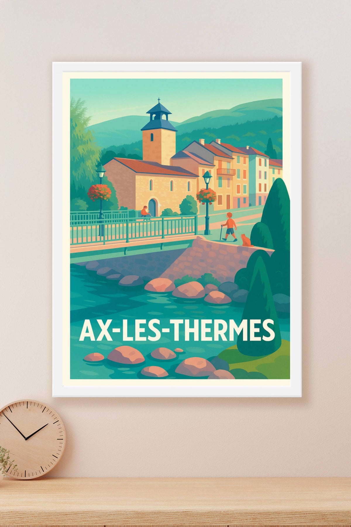 Affiche Ax-les-Thermes — Charme et Sérénité Pyrénéenne · poster d'art de Ax-les-Thermes