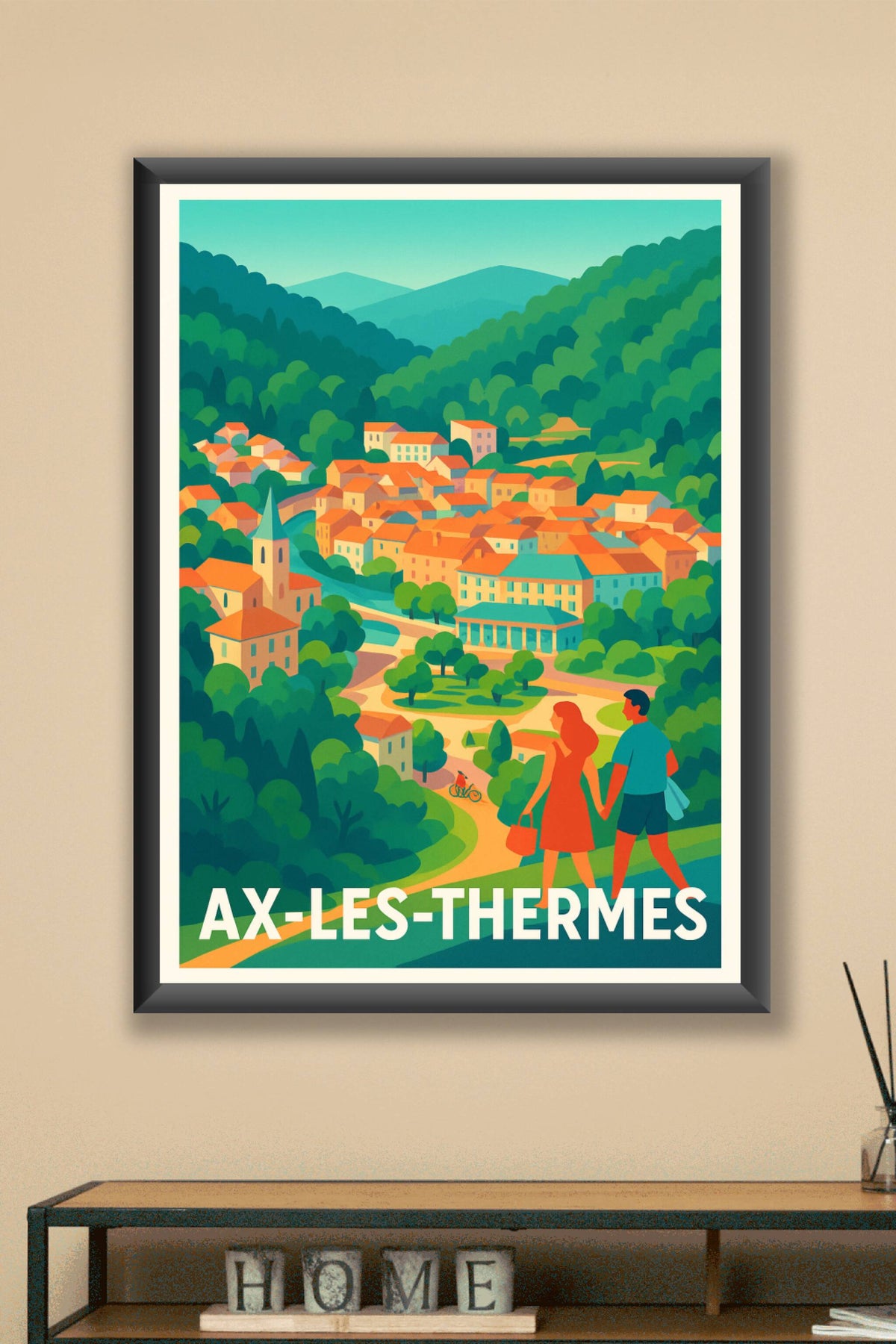 Affiche Ax-les-Thermes — Évasion et détente en pleine nature · poster d'art de Ax-les-Thermes