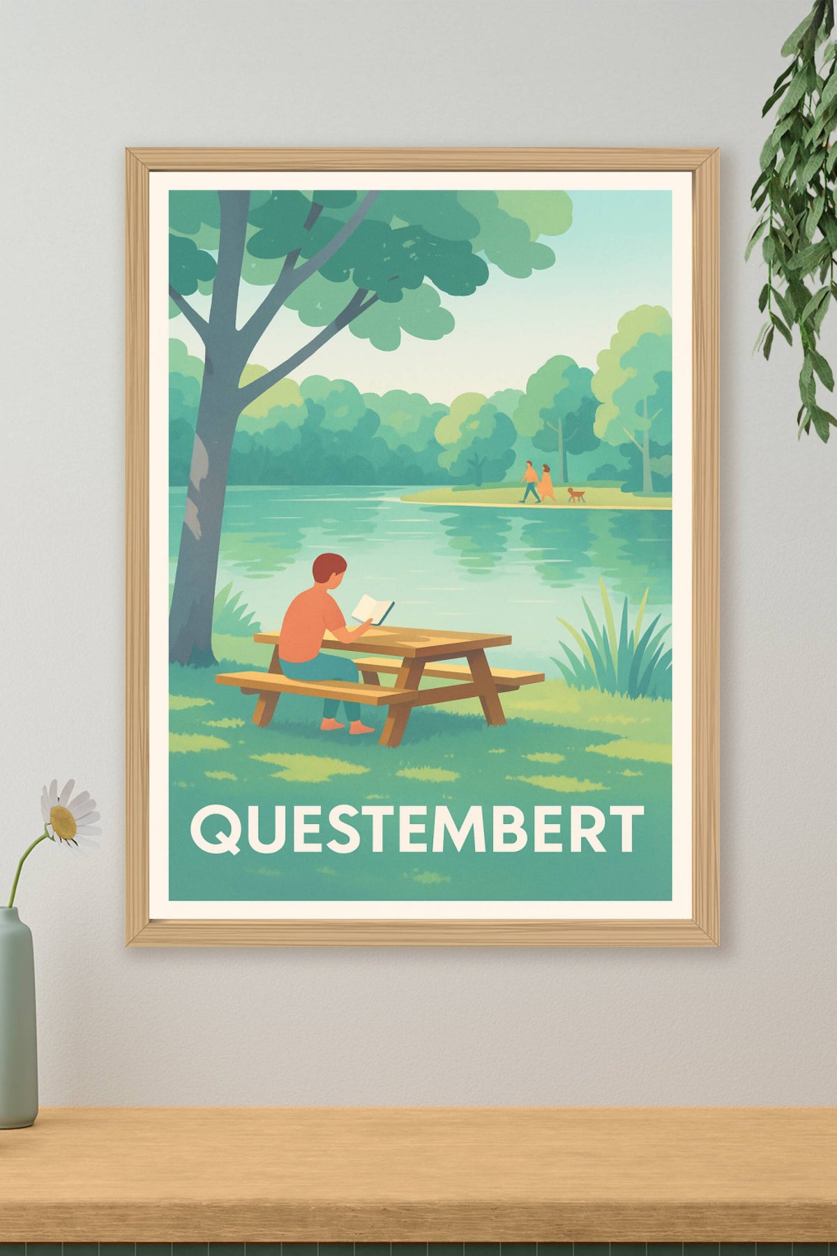 Affiche Questembert — Sérénité au bord de l'eau · poster d'art de Questembert