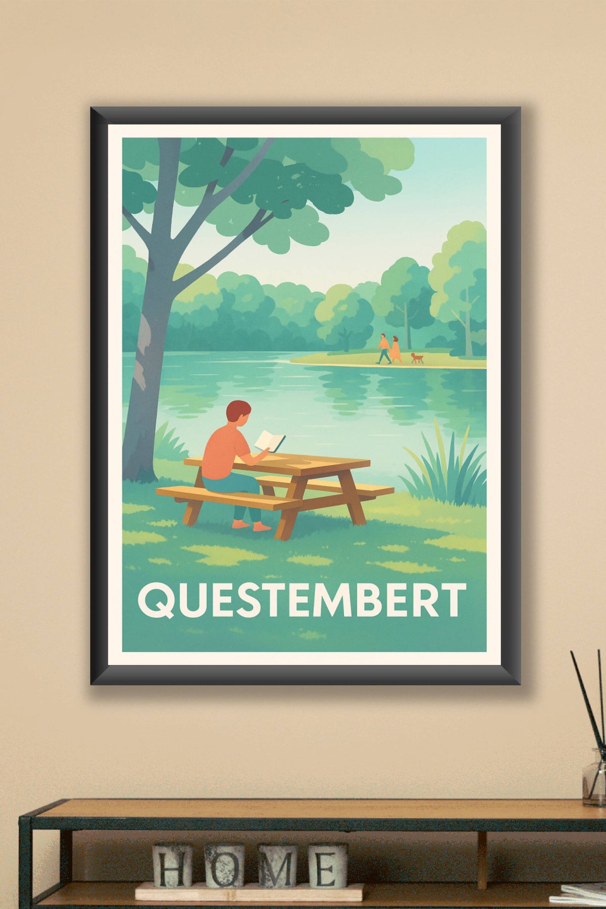 Affiche Questembert — Sérénité au bord de l'eau · poster d'art de Questembert