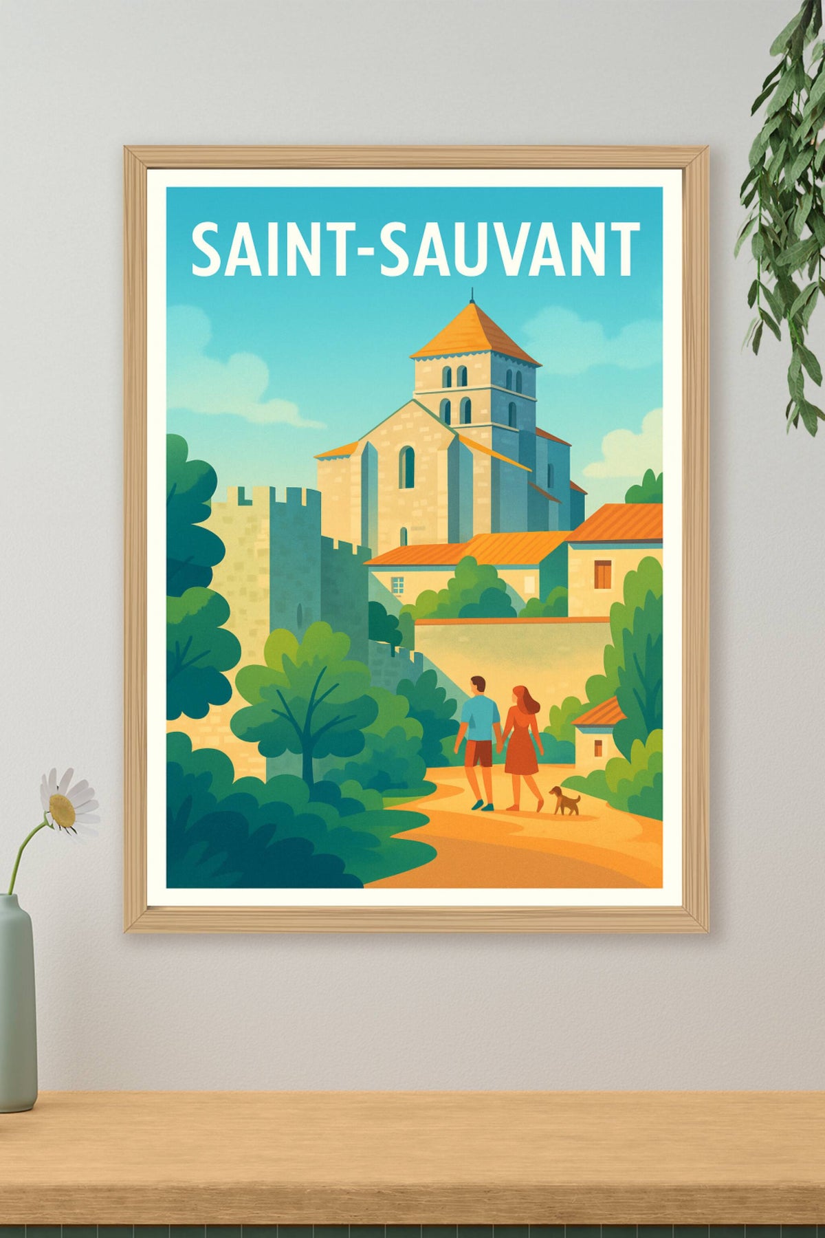 Affiche Saint-Sauvant — Escapade bucolique entre patrimoine et nature · poster d'art de Saint-Sauvant