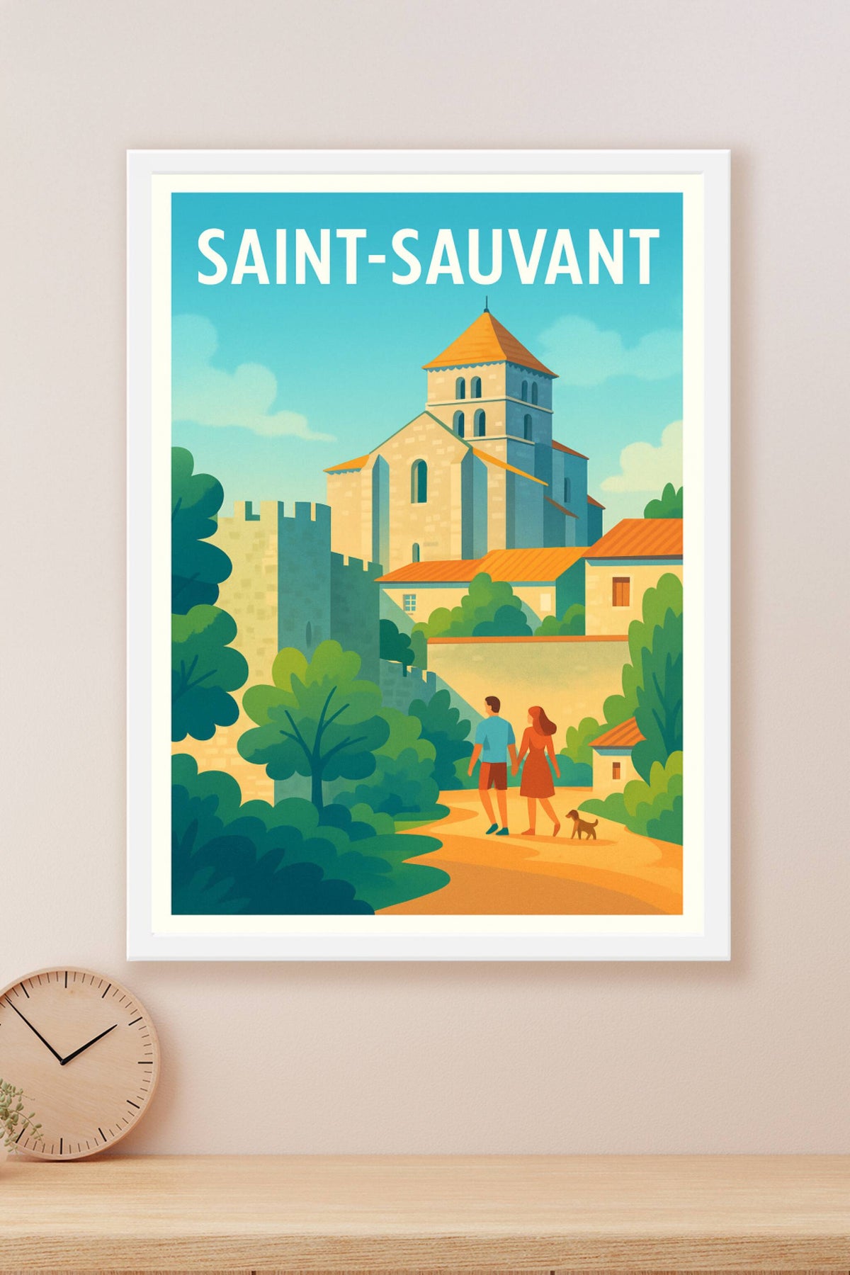 Affiche Saint-Sauvant — Escapade bucolique entre patrimoine et nature · poster d'art de Saint-Sauvant