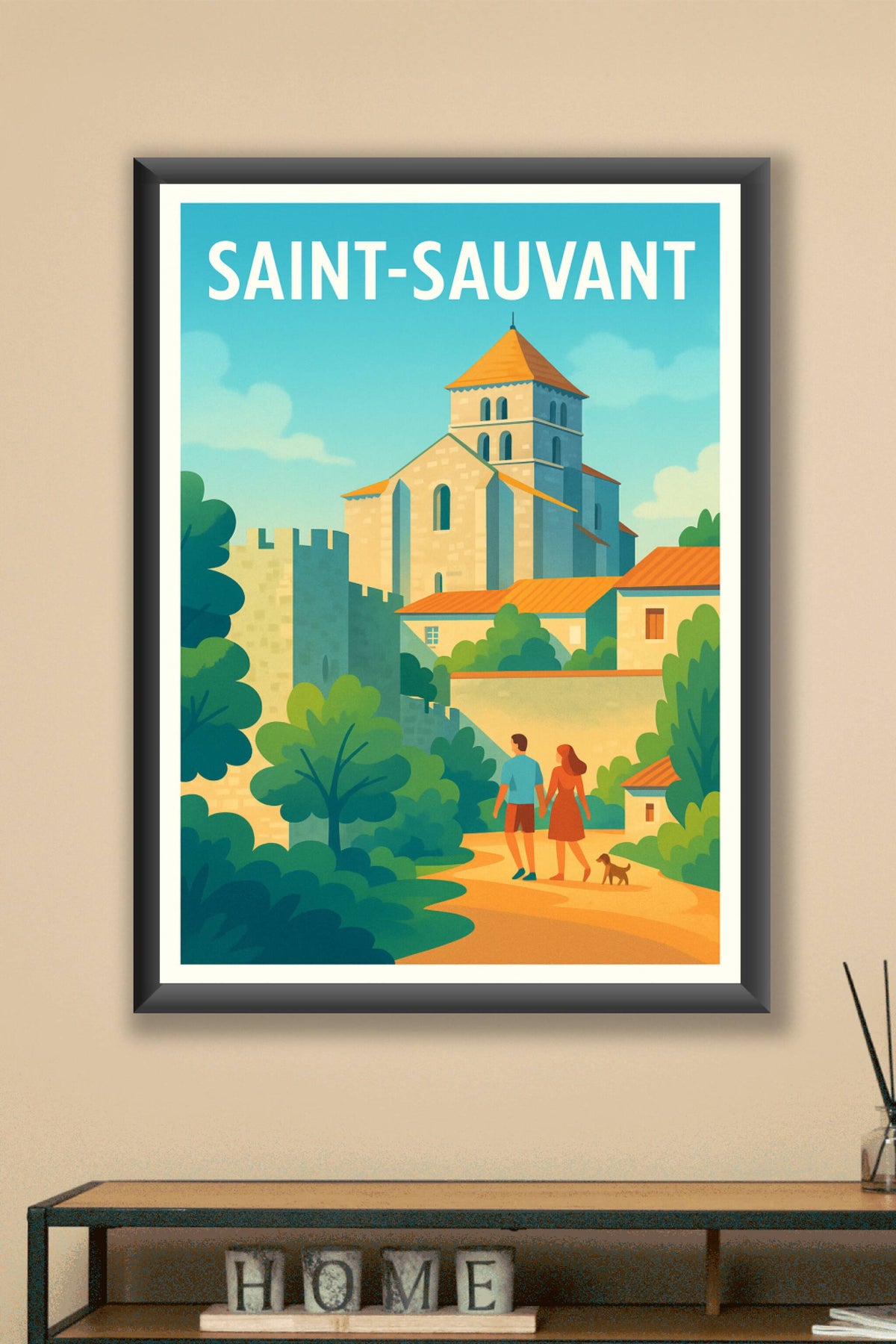 Affiche Saint-Sauvant — Escapade bucolique entre patrimoine et nature · poster d'art de Saint-Sauvant