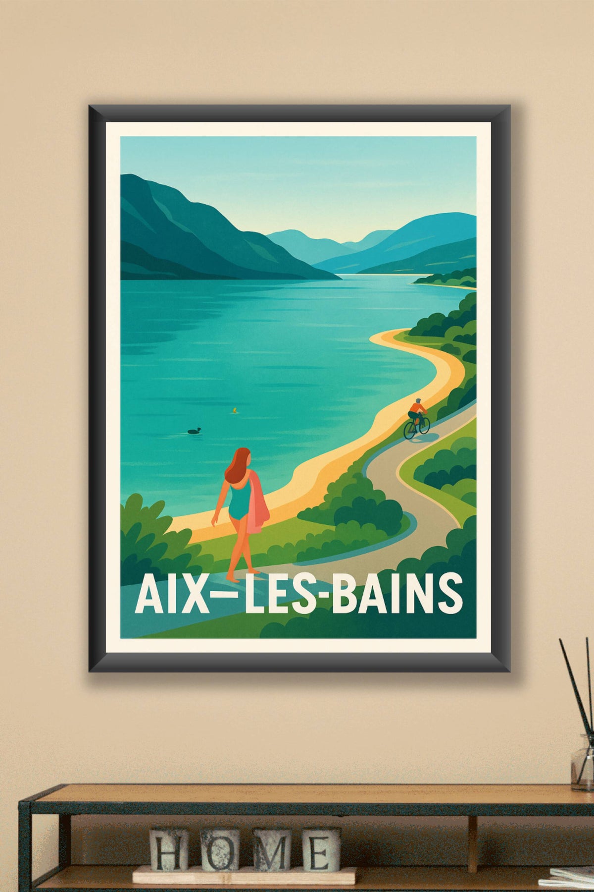 Affiche Aix-les-Bains — Évasion au bord du lac · poster d'art de Aix-les-Bains