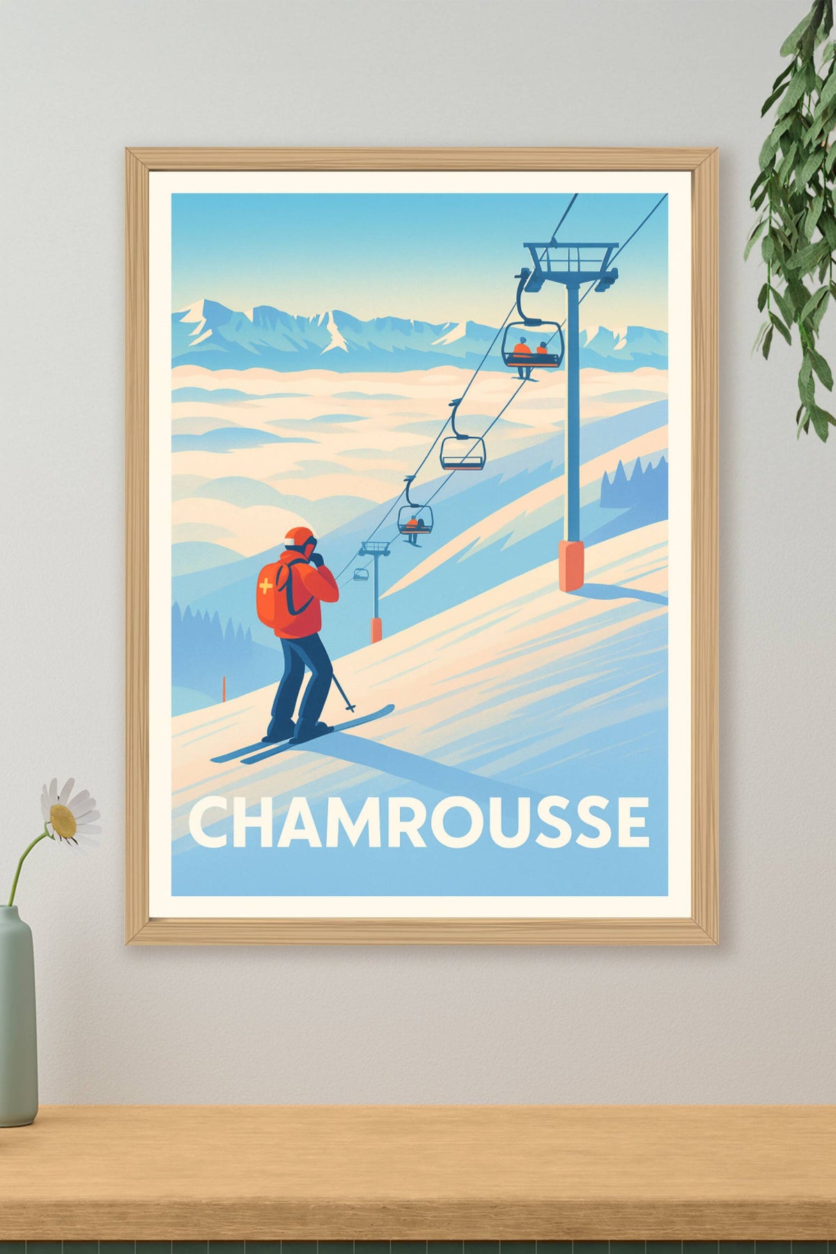 Affiche Chamrousse — L'évasion hivernale en montagne · poster d'art de Chamrousse