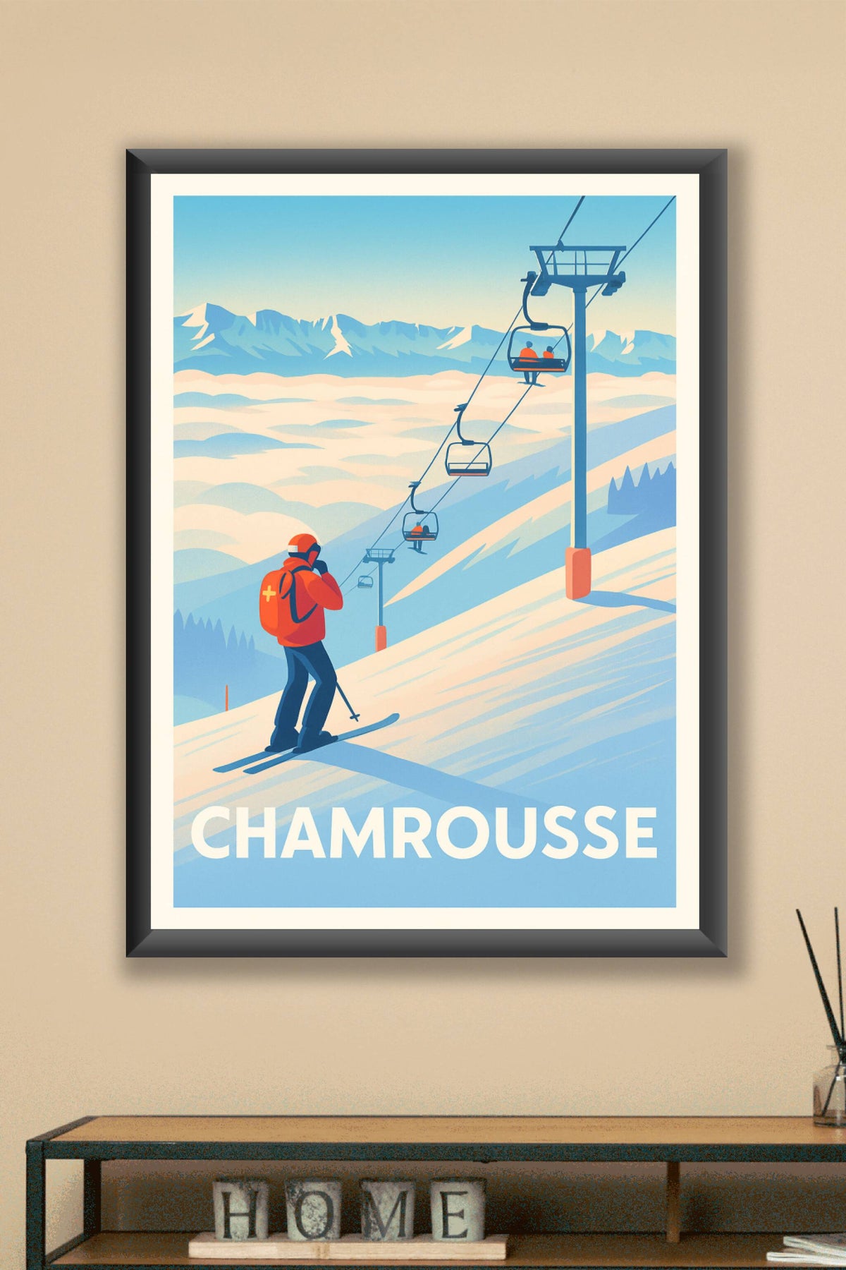 Affiche Chamrousse — L'évasion hivernale en montagne · poster d'art de Chamrousse