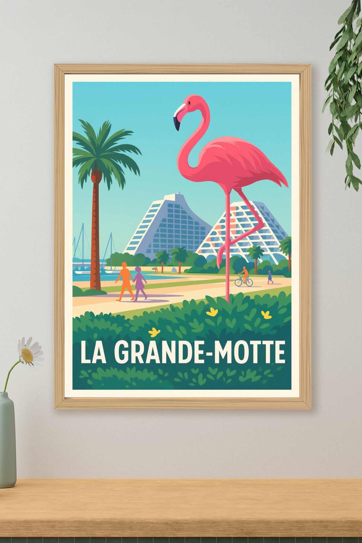 Affiche La Grande-Motte — Ambiance balnéaire et architecture iconique · poster d'art de La Grande-Motte