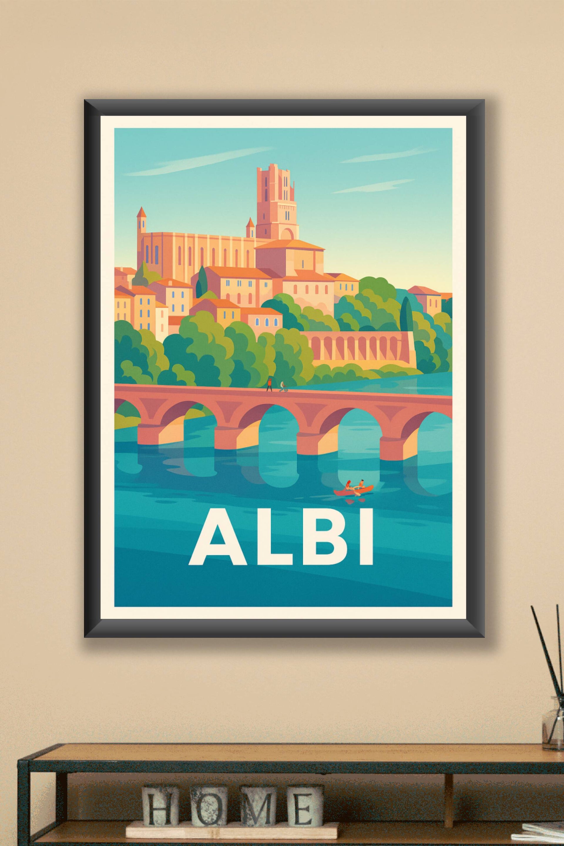 Lithographie Yves Brayer – Albi, La Cathédrale Et Le Pont Vieux – 1977 – Signée