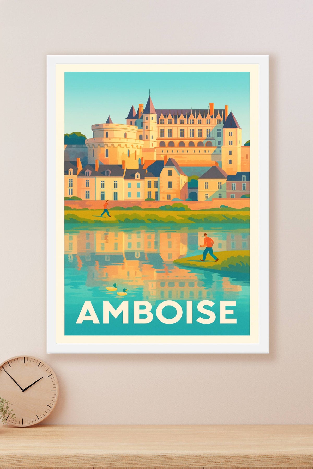 Affiche Amboise — Reflets du château sur la Loire · poster d'art de Amboise