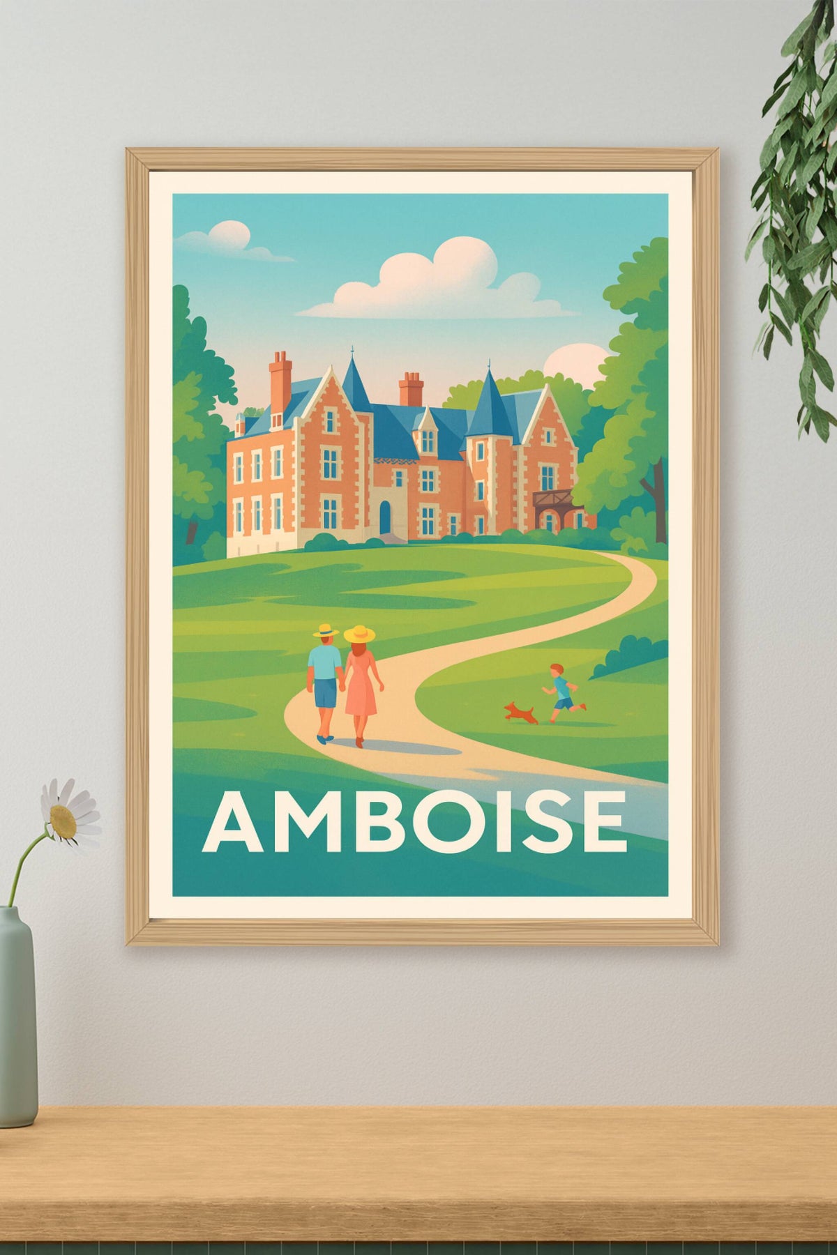 Affiche Amboise — Promenade au cœur de la vallée des châteaux · poster d'art de Amboise
