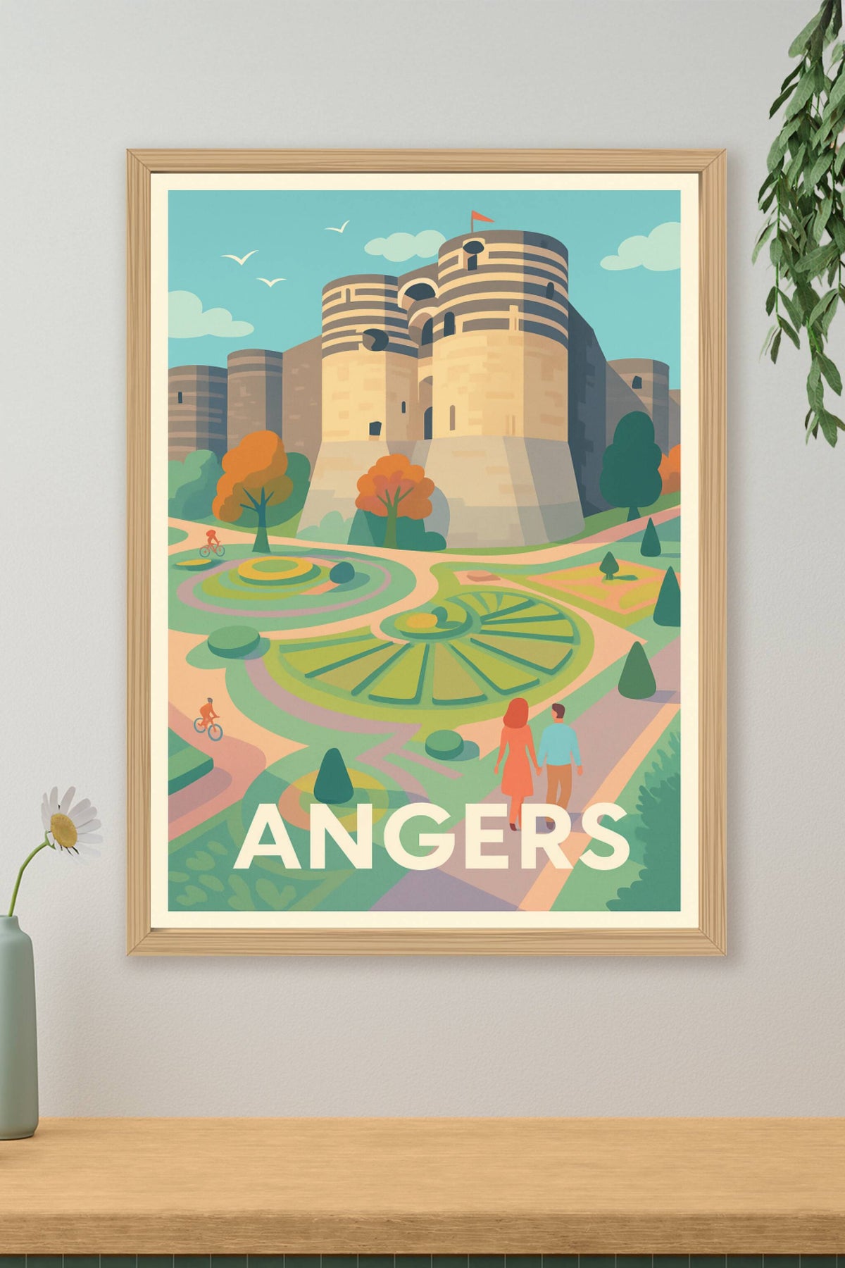 Affiche Angers — L'élégance historique au cœur du jardin · poster d'art de Angers