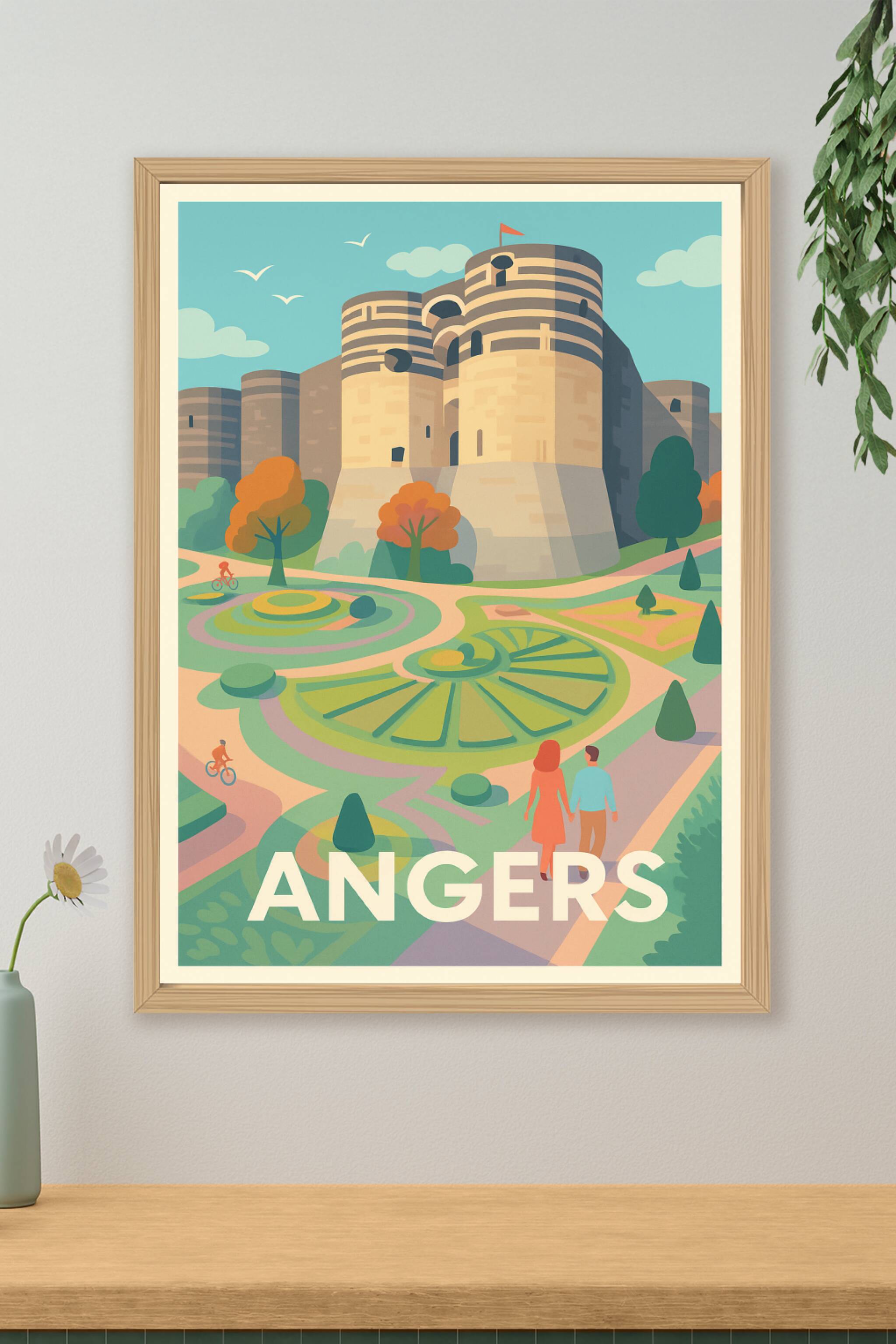 Affiche Angers - L'élégance historique au cœur du jardin