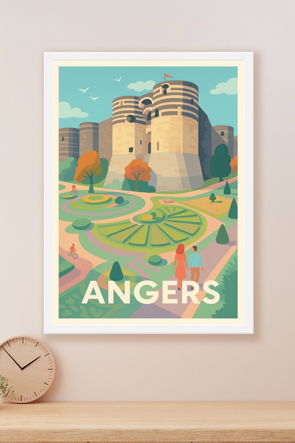 Affiche Angers — L'élégance historique au cœur du jardin · poster d'art de Angers