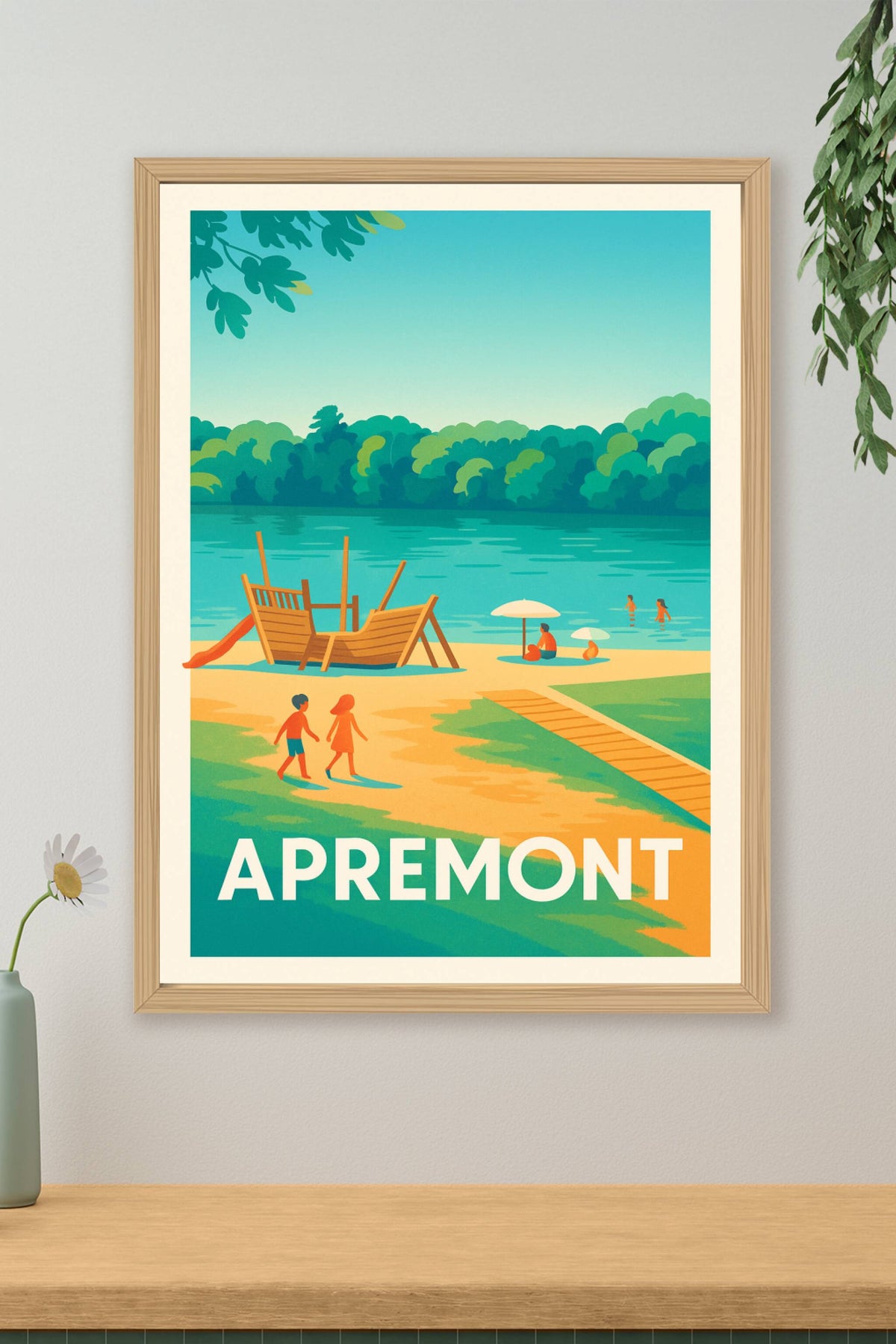 Affiche Apremont — Détente au bord de l'eau · poster d'art de Apremont