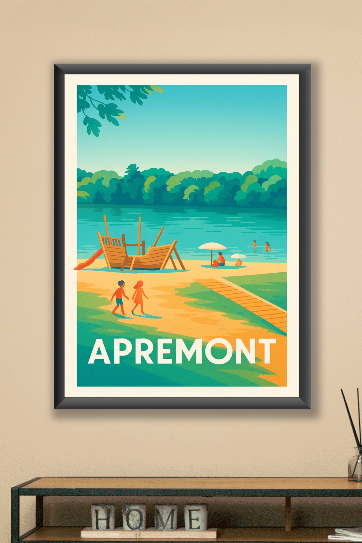 Affiche Apremont — Détente au bord de l'eau · poster d'art de Apremont
