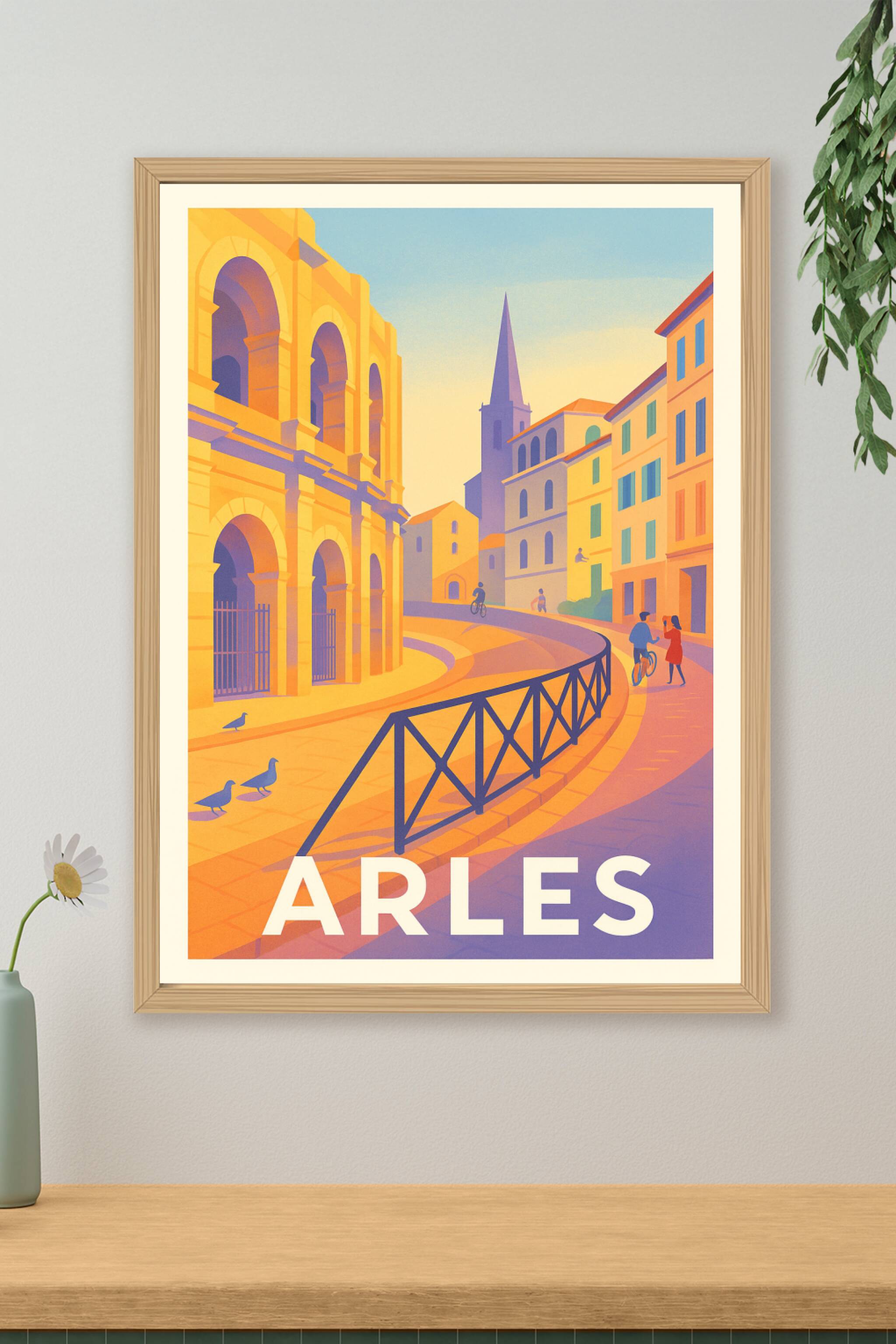 Affiche Arles - Lumières dorées au cœur de la ville