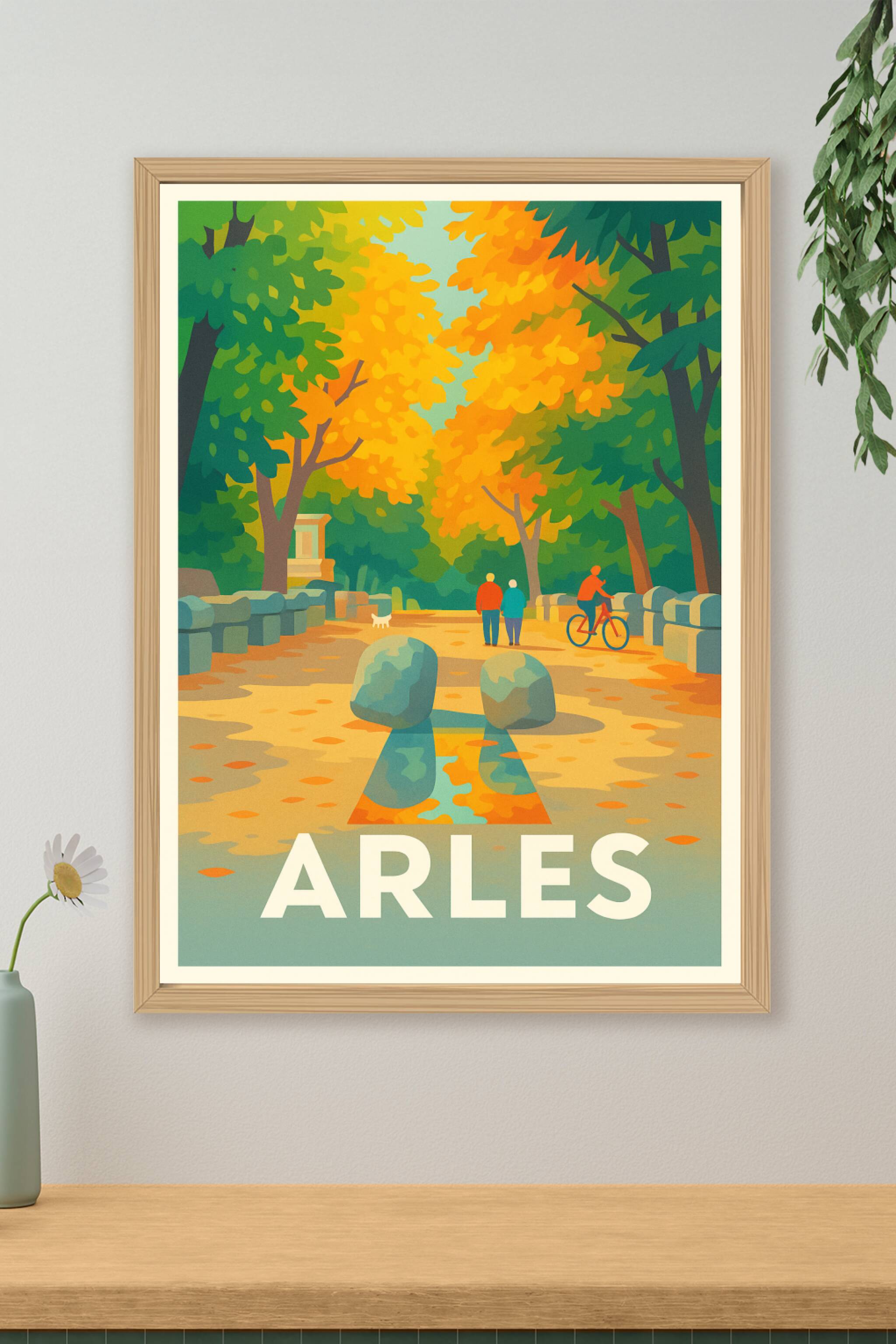 Affiche Arles - Promenade d'automne sous les feuillages dorés