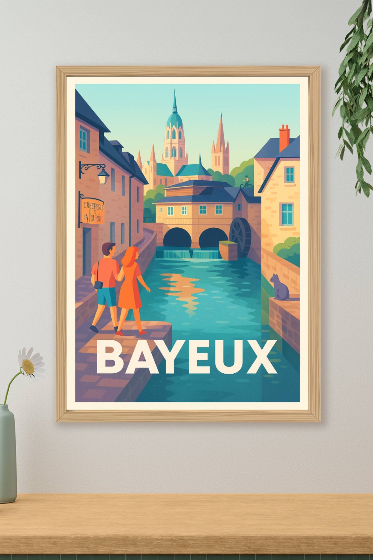 Affiche Bayeux — Charme historique au fil de l'eau · poster d'art de Bayeux