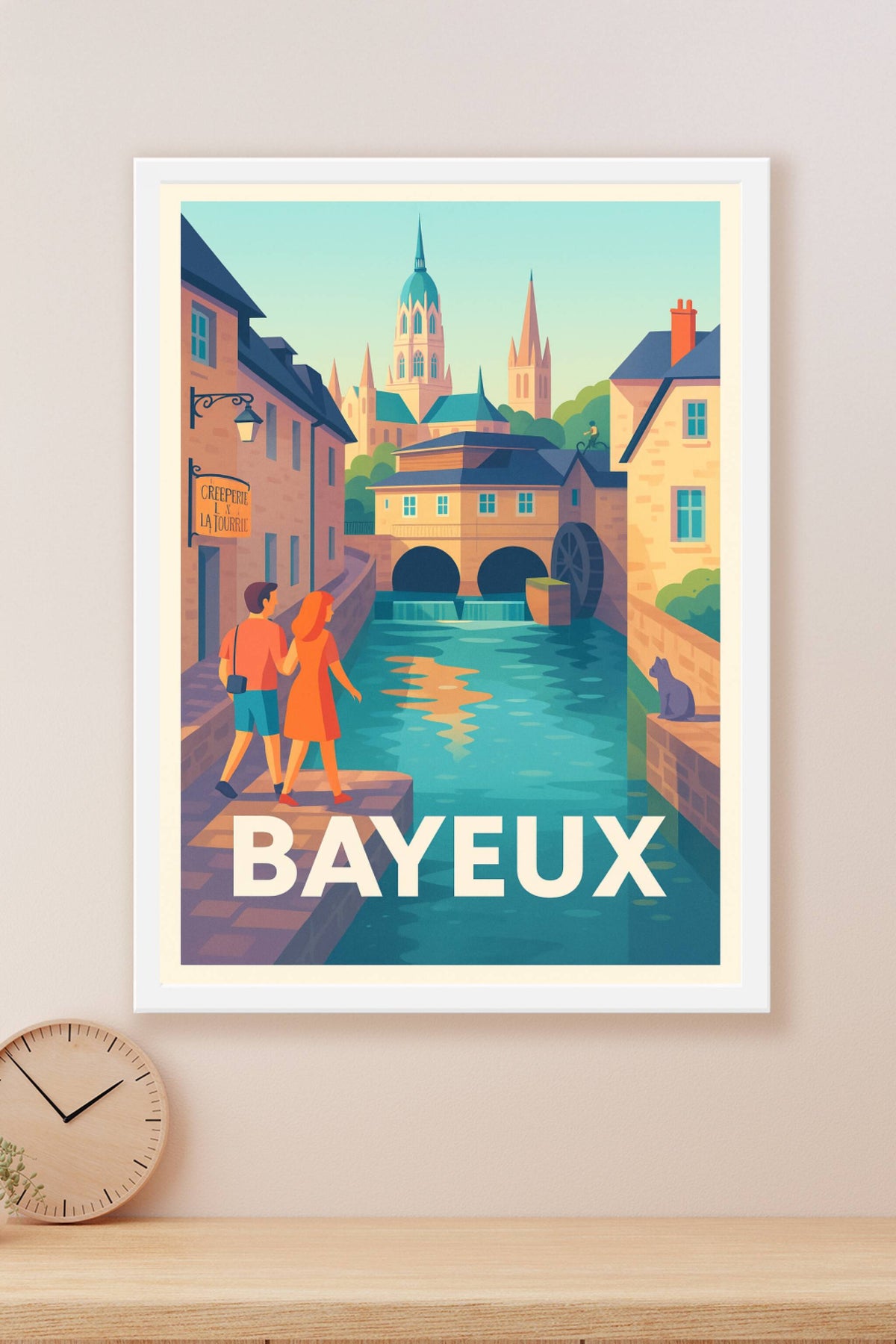 Affiche Bayeux — Charme historique au fil de l'eau · poster d'art de Bayeux
