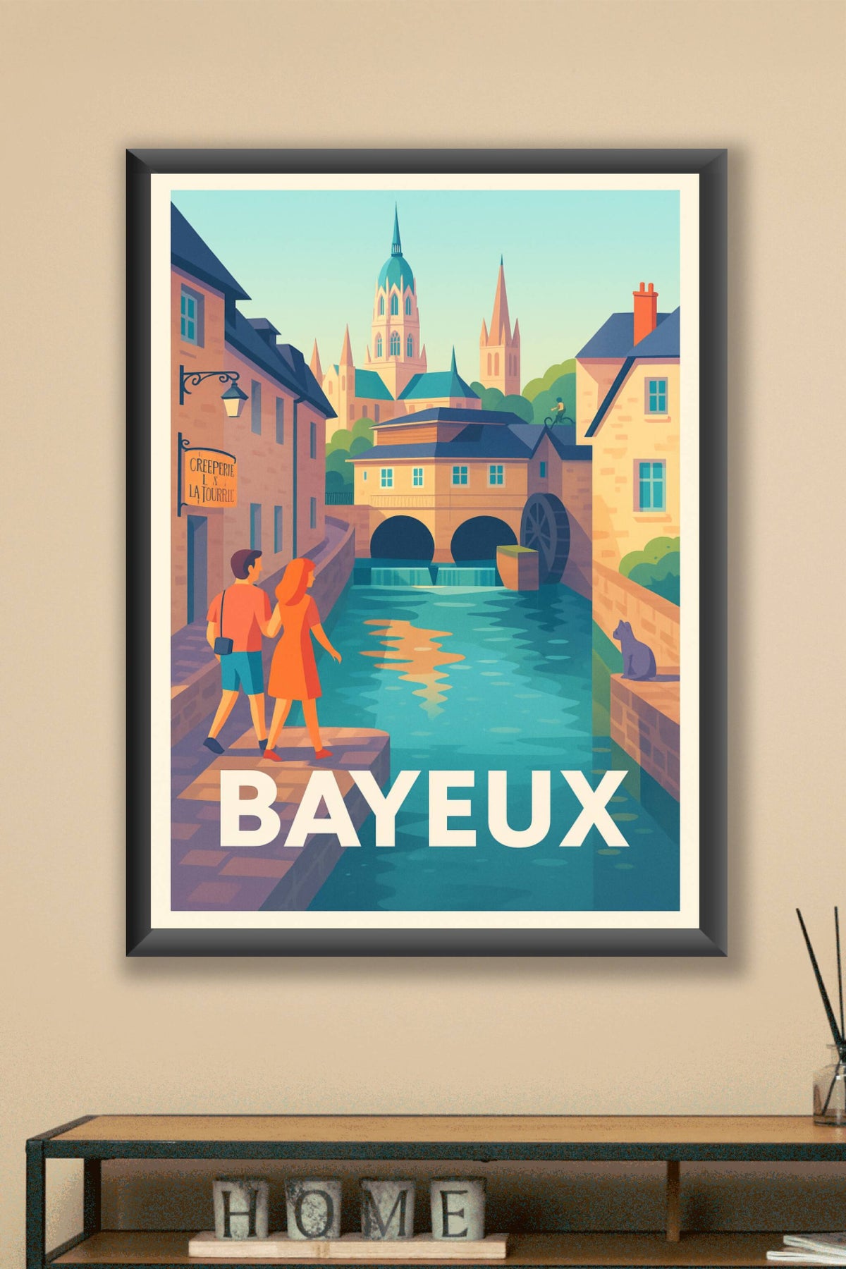 Affiche Bayeux — Charme historique au fil de l'eau · poster d'art de Bayeux