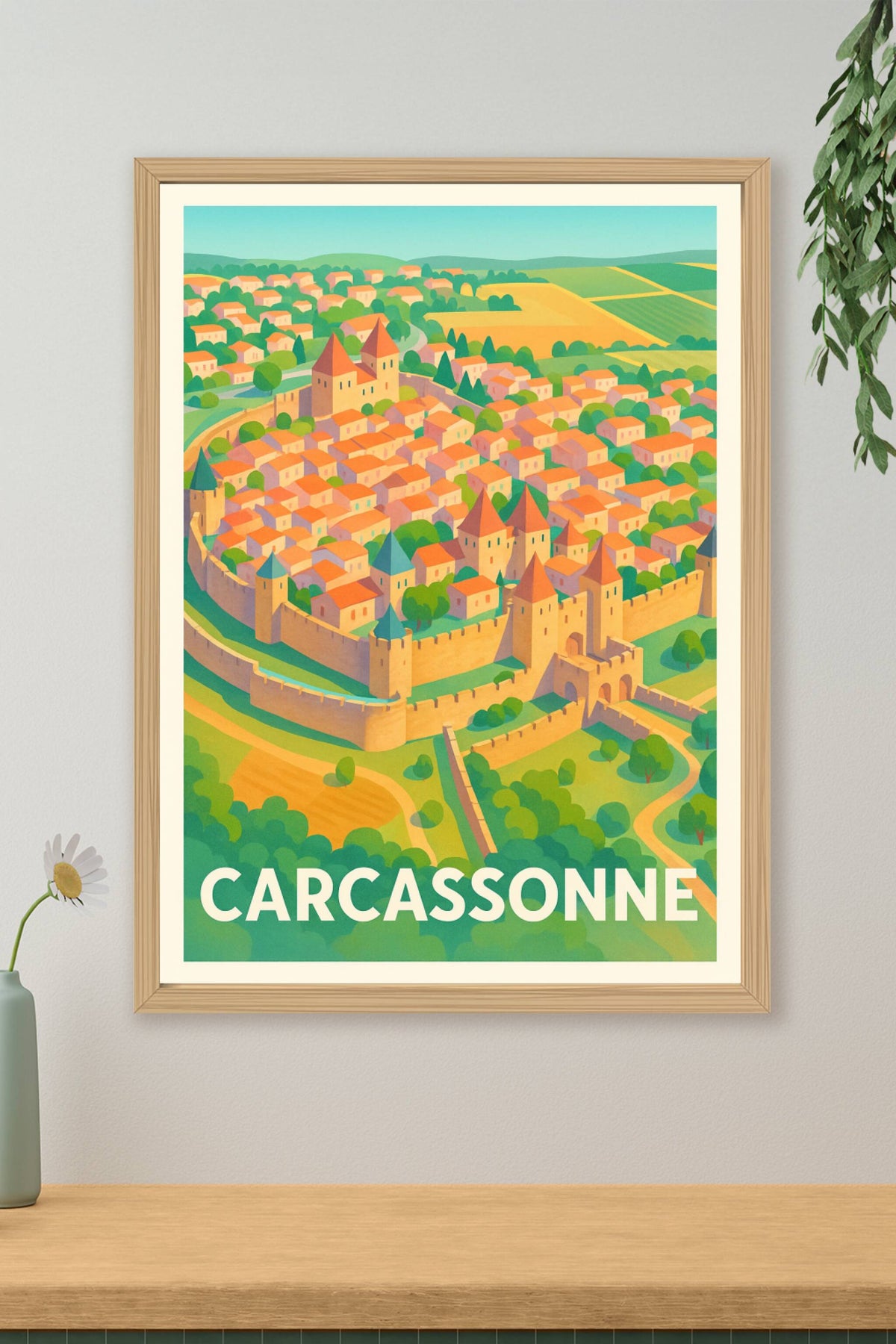 Affiche Carcassonne — Le joyau médiéval fortifié · poster d'art de Carcassonne