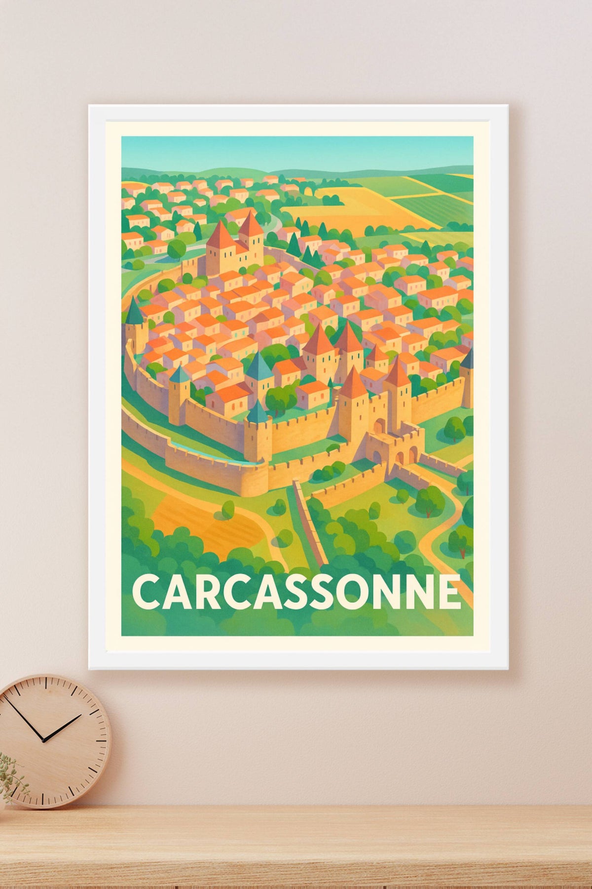 Affiche Carcassonne — Le joyau médiéval fortifié · poster d'art de Carcassonne