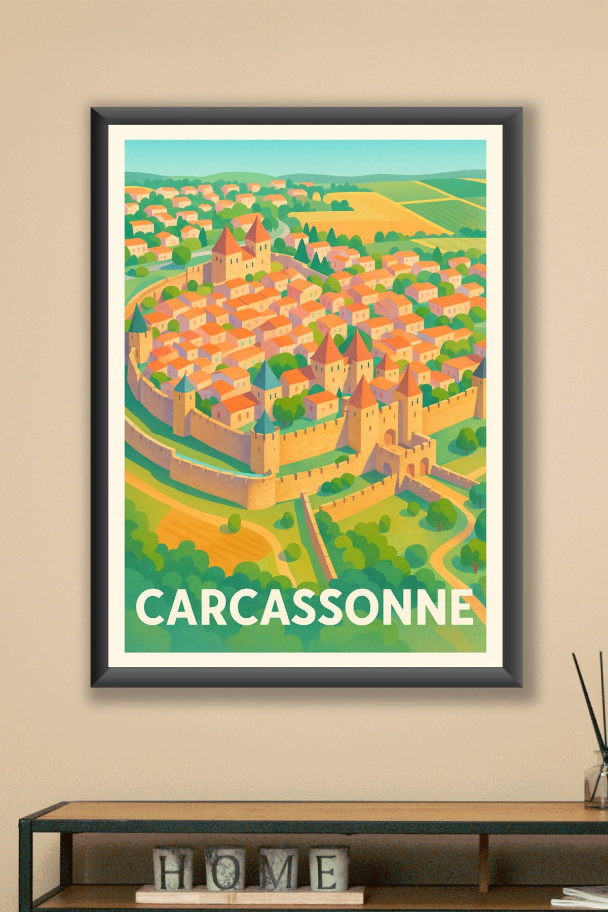 Affiche Carcassonne — Le joyau médiéval fortifié · poster d'art de Carcassonne