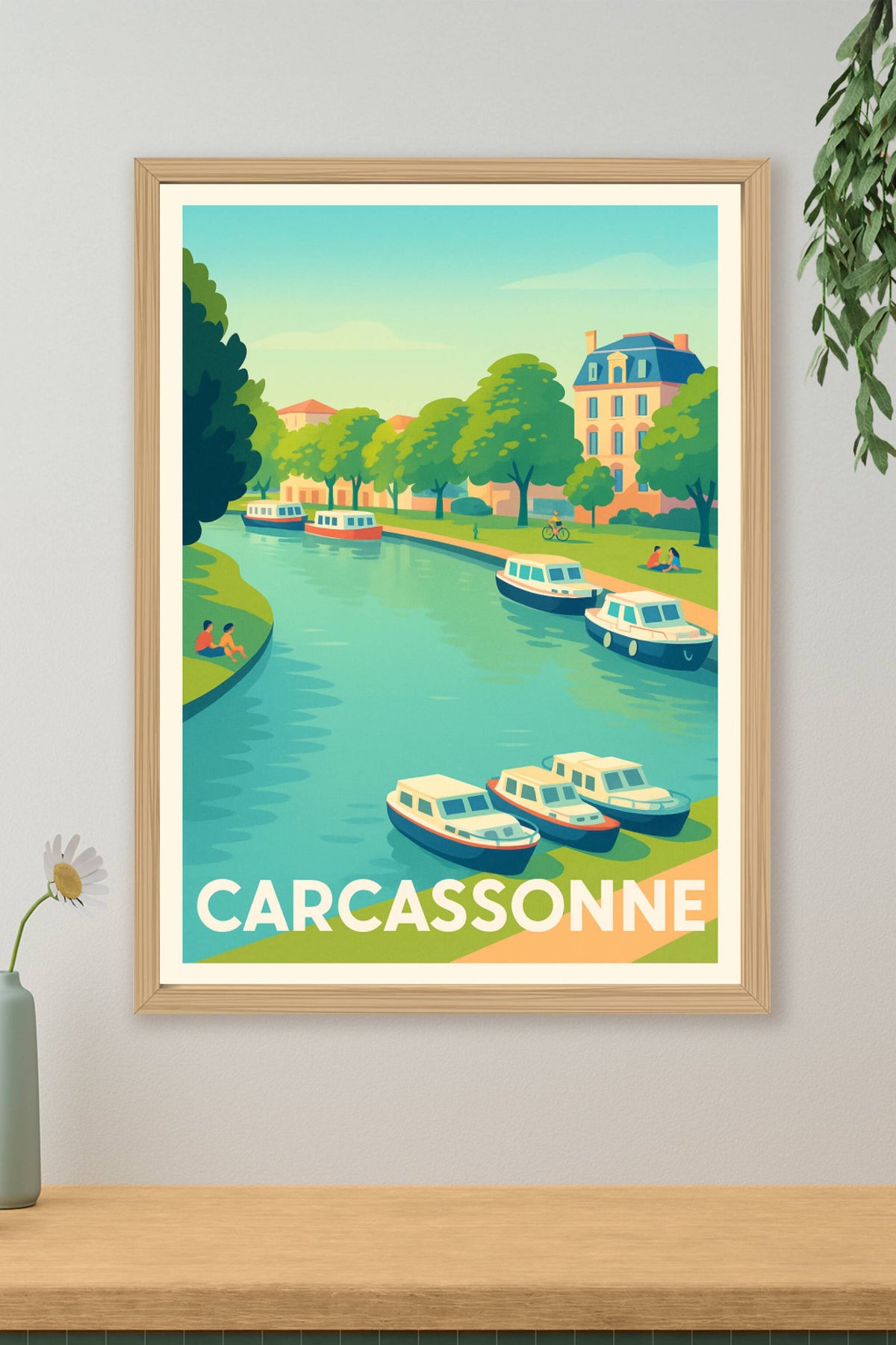 Affiche Carcassonne — Charme paisible au fil de l'eau · poster d'art de Carcassonne