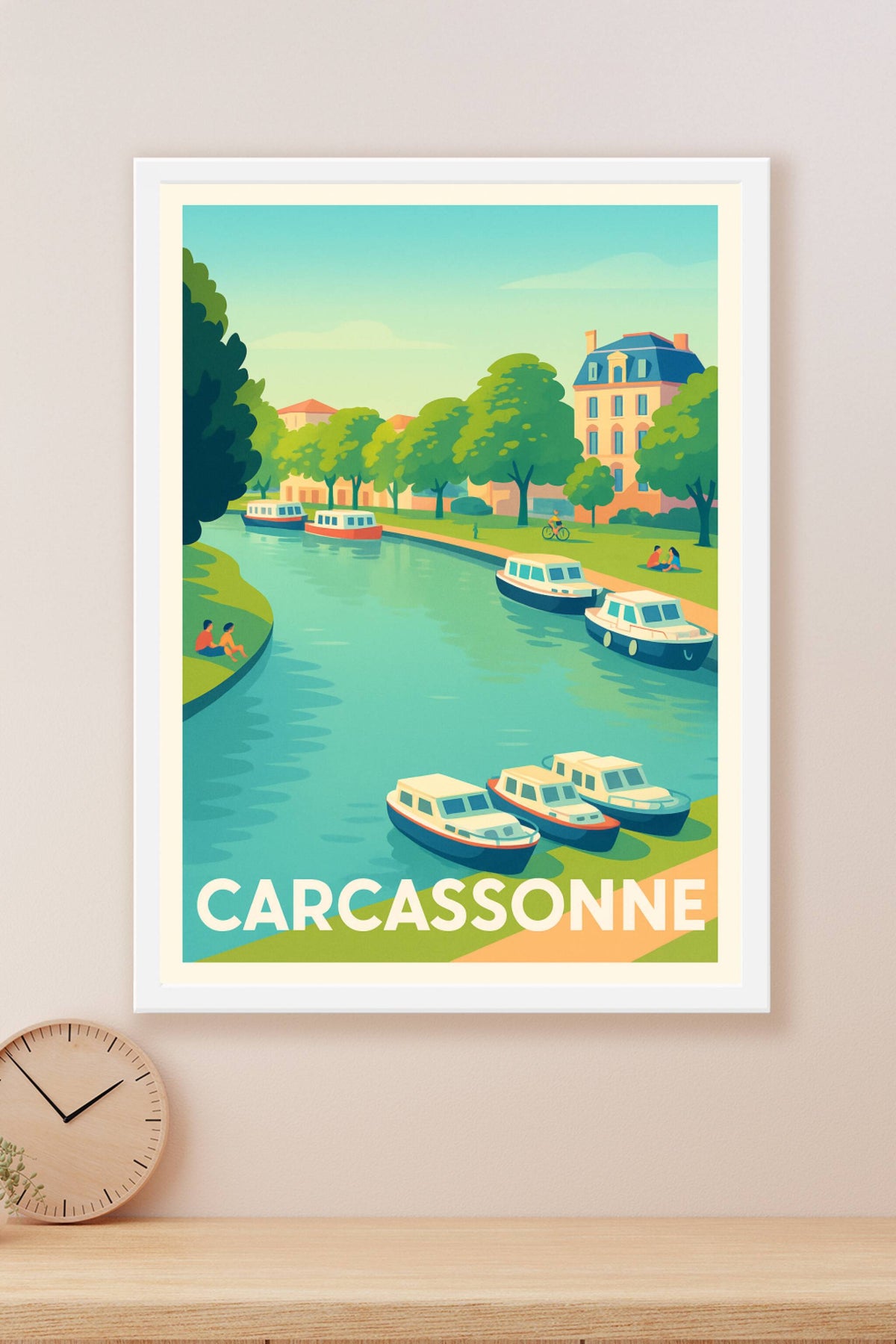 Affiche Carcassonne — Charme paisible au fil de l'eau · poster d'art de Carcassonne