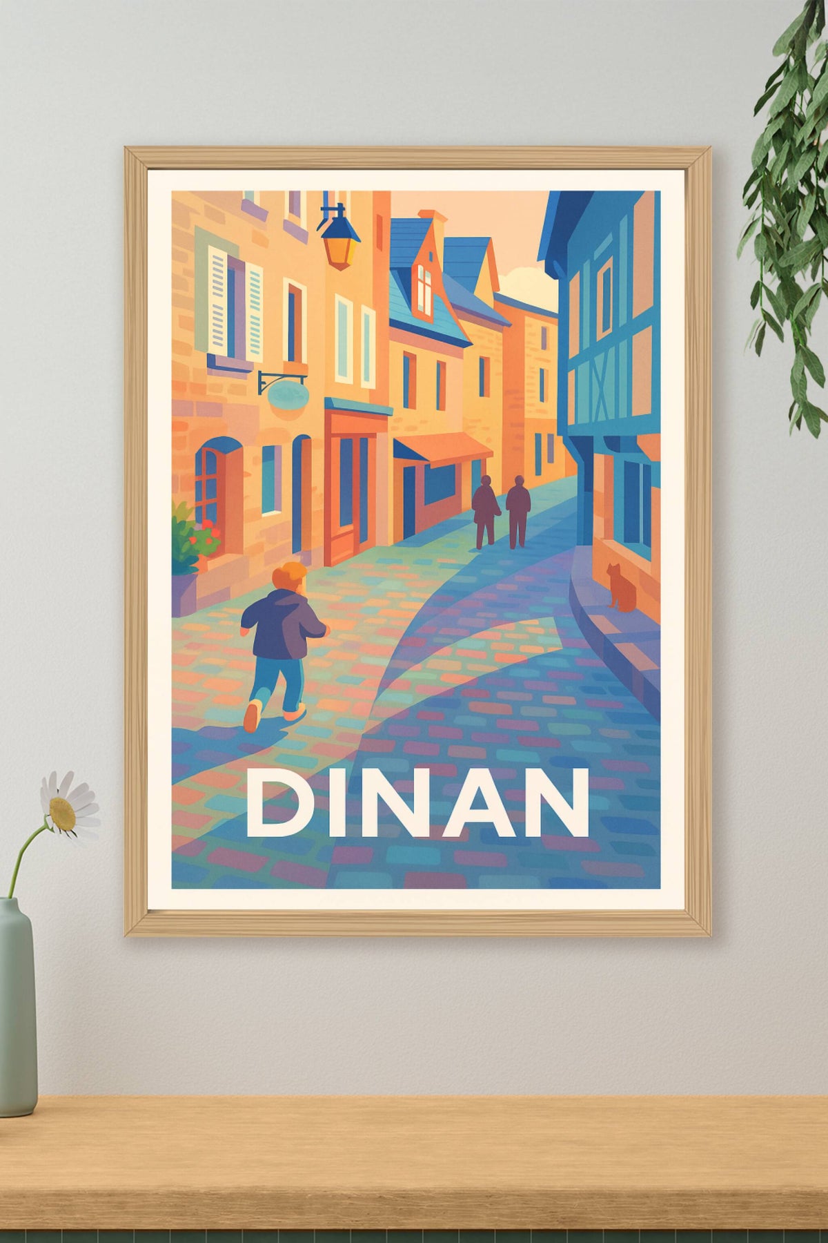Affiche Dinan — Promenade colorée au cœur de la vieille ville · poster d'art de Dinan
