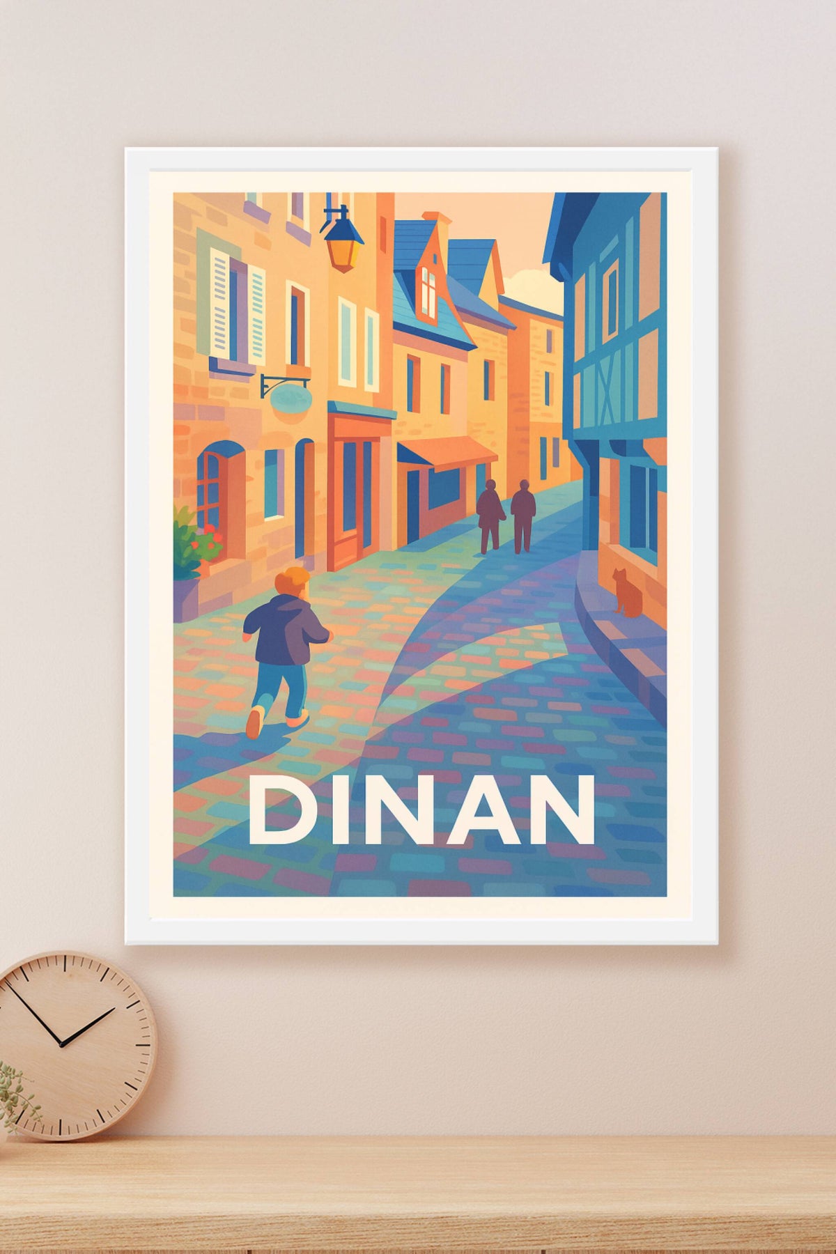 Affiche Dinan — Promenade colorée au cœur de la vieille ville · poster d'art de Dinan