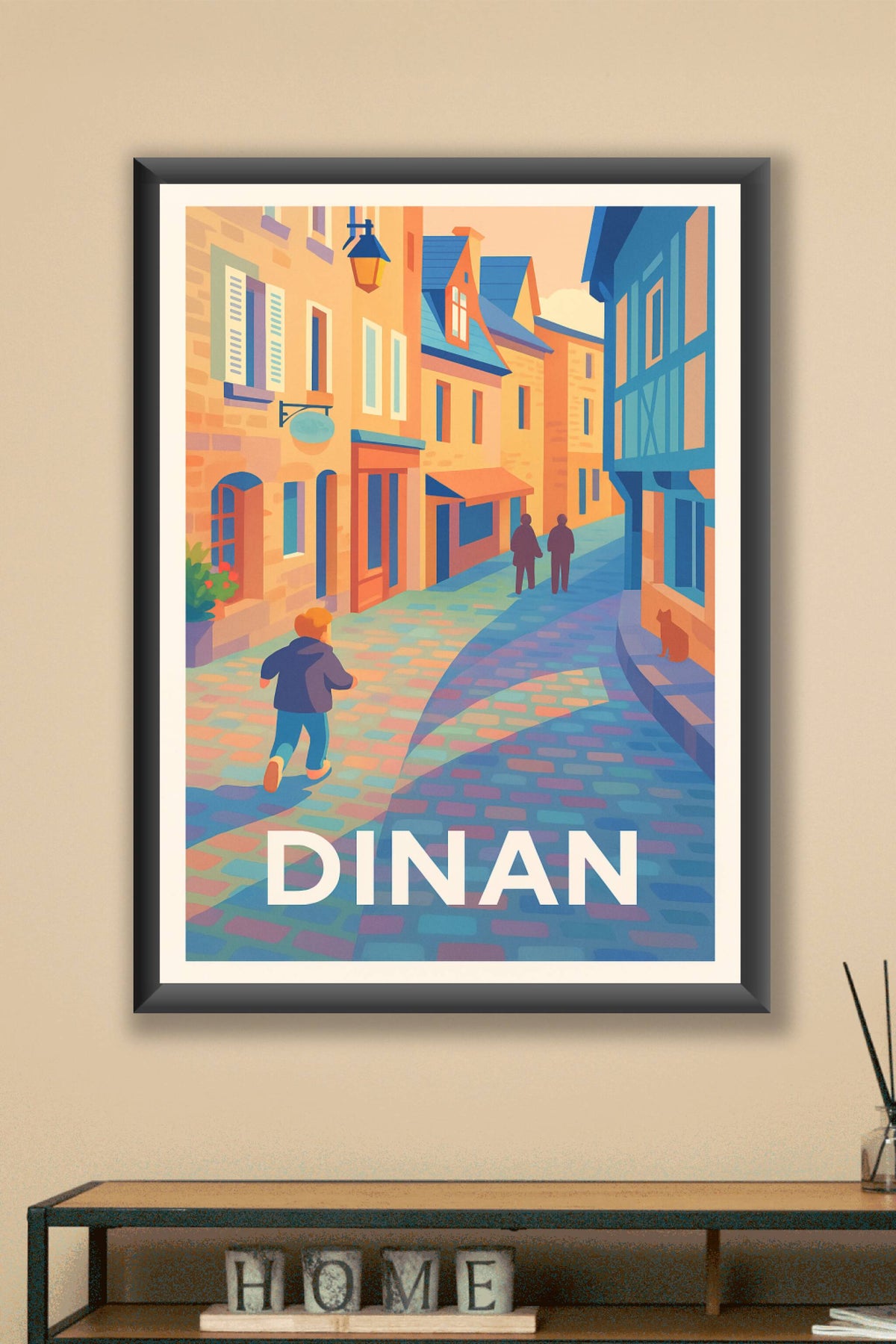 Affiche Dinan — Promenade colorée au cœur de la vieille ville · poster d'art de Dinan