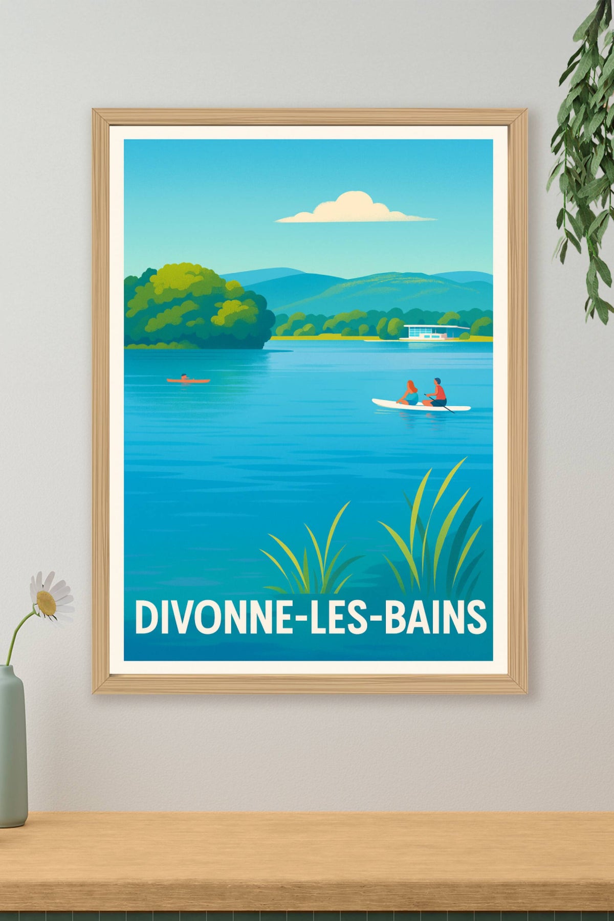Affiche Divonne-les-Bains — Évasion et détente au bord de l'eau · poster d'art de Divonne-les-Bains