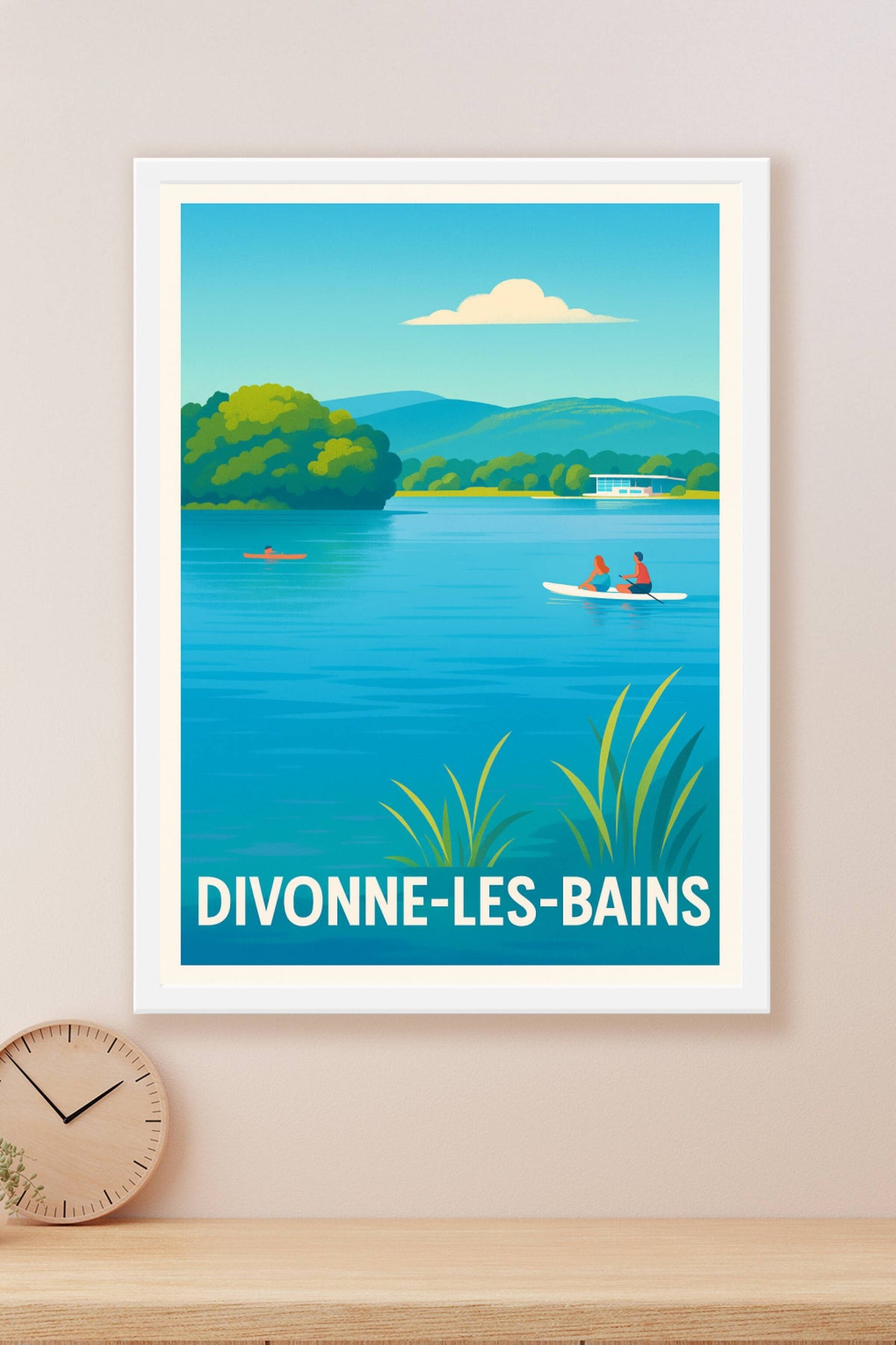 Affiche Divonne-les-Bains — Évasion et détente au bord de l'eau · poster d'art de Divonne-les-Bains