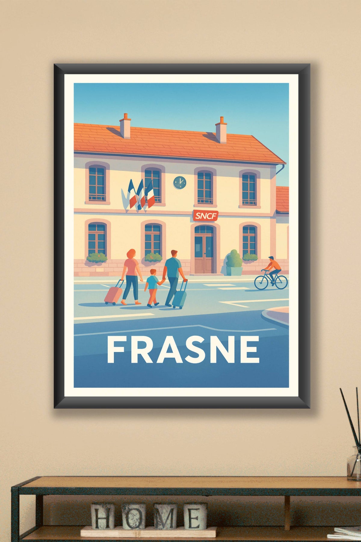 Affiche Frasne — Escale paisible à la gare SNCF · poster d'art de Frasne