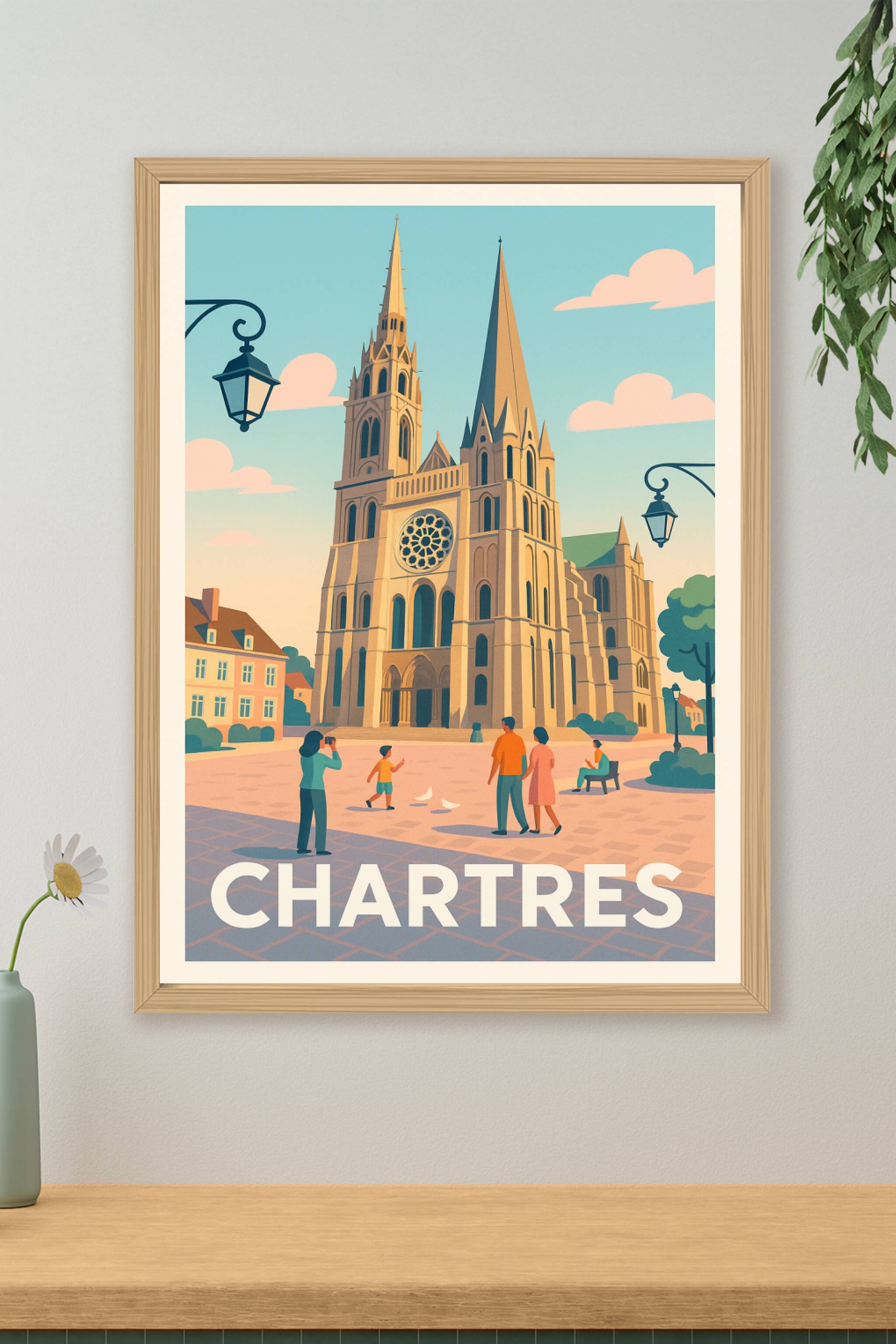 Affiche Chartres - L'élégance intemporelle de la cathédrale
