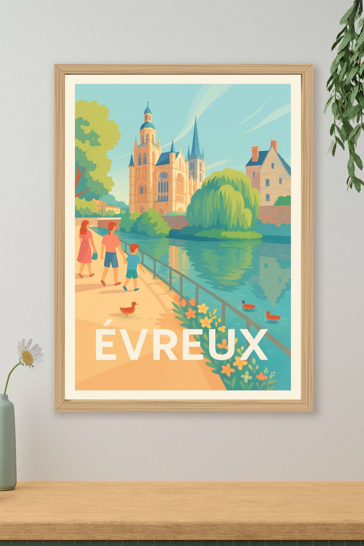 Affiche Évreux — Promenade paisible au bord de l'Iton · poster d'art de Évreux