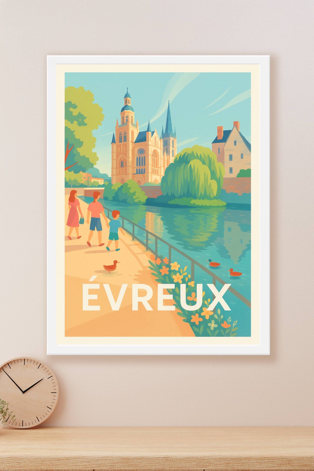 Affiche Évreux — Promenade paisible au bord de l'Iton · poster d'art de Évreux