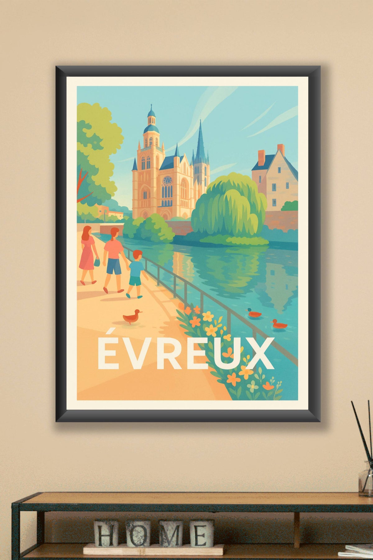 Affiche Évreux — Promenade paisible au bord de l'Iton · poster d'art de Évreux