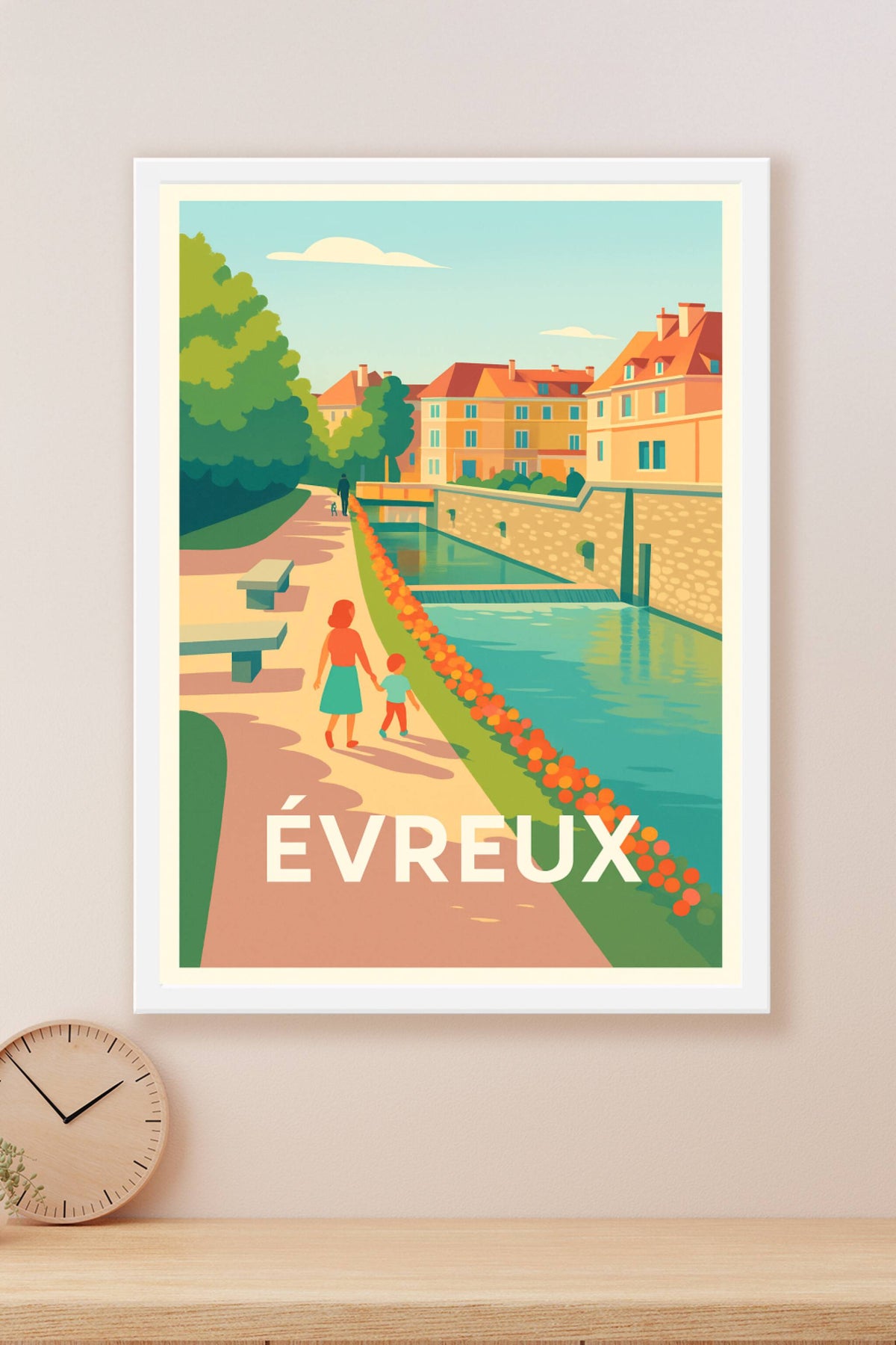 Affiche Évreux — Charmante promenade au bord de l'eau · poster d'art de Évreux