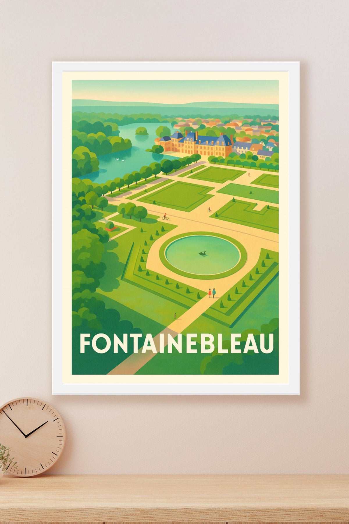 Affiche Fontainebleau — Élégance et sérénité au château et ses jardins · poster d'art de Fontainebleau