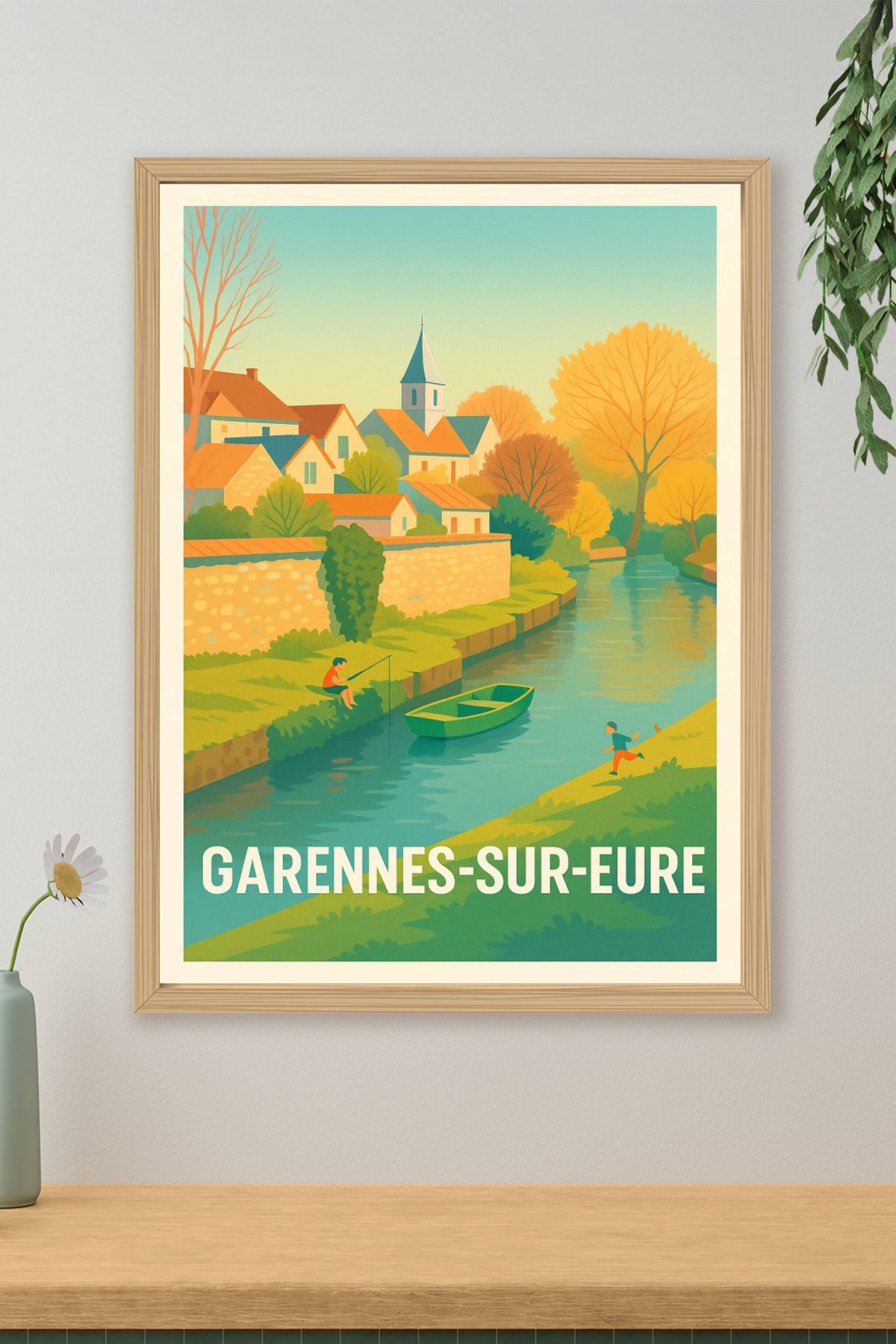 Affiche Garennes-sur-Eure — Charme bucolique au fil de l'eau · poster d'art de Garennes-sur-Eure