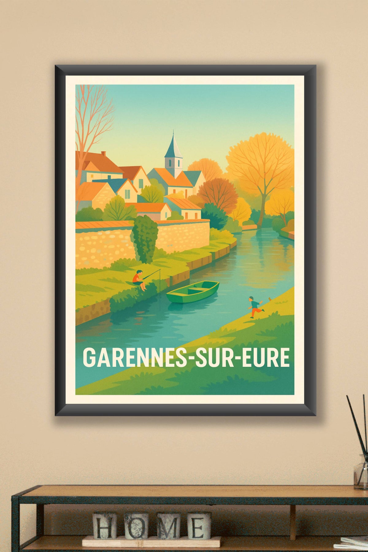 Affiche Garennes-sur-Eure — Charme bucolique au fil de l'eau · poster d'art de Garennes-sur-Eure
