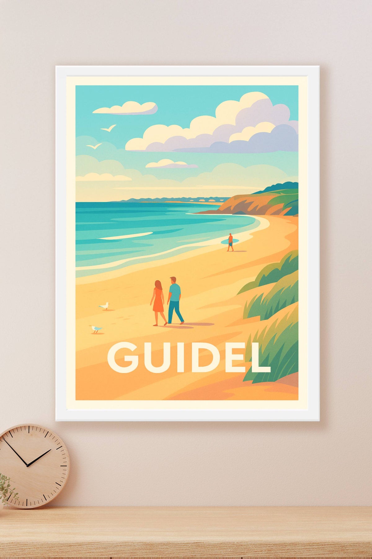 Affiche Guidel — Promenade au bord de l'océan · poster d'art de Guidel