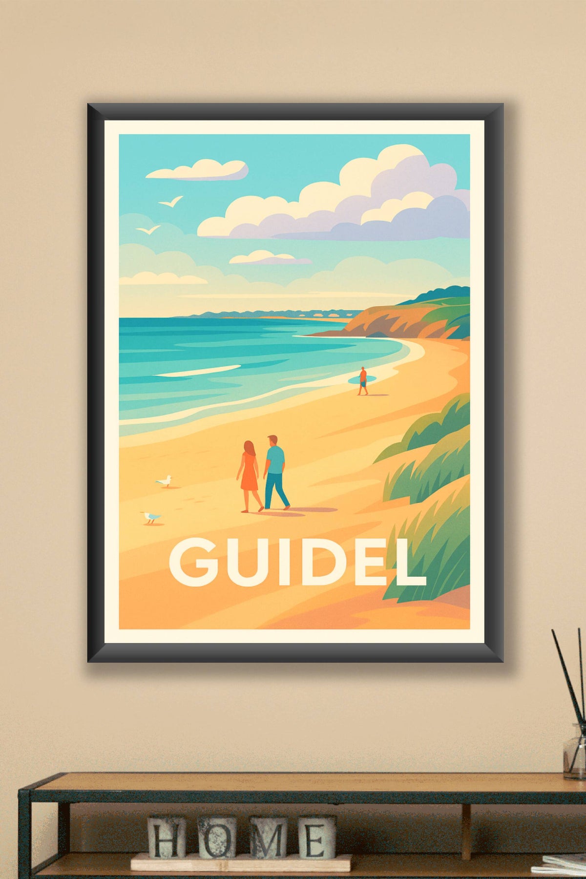 Affiche Guidel — Promenade au bord de l'océan · poster d'art de Guidel