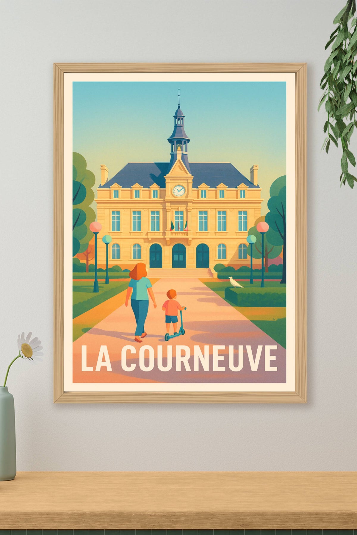 Affiche La Courneuve — Promenade ensoleillée au cœur de la ville · poster d'art de La Courneuve