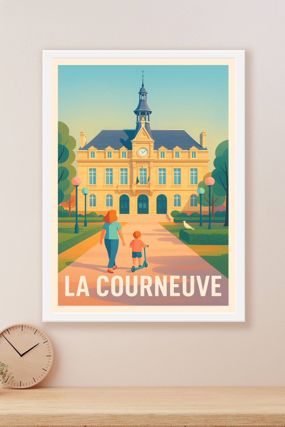 Affiche La Courneuve — Promenade ensoleillée au cœur de la ville · poster d'art de La Courneuve